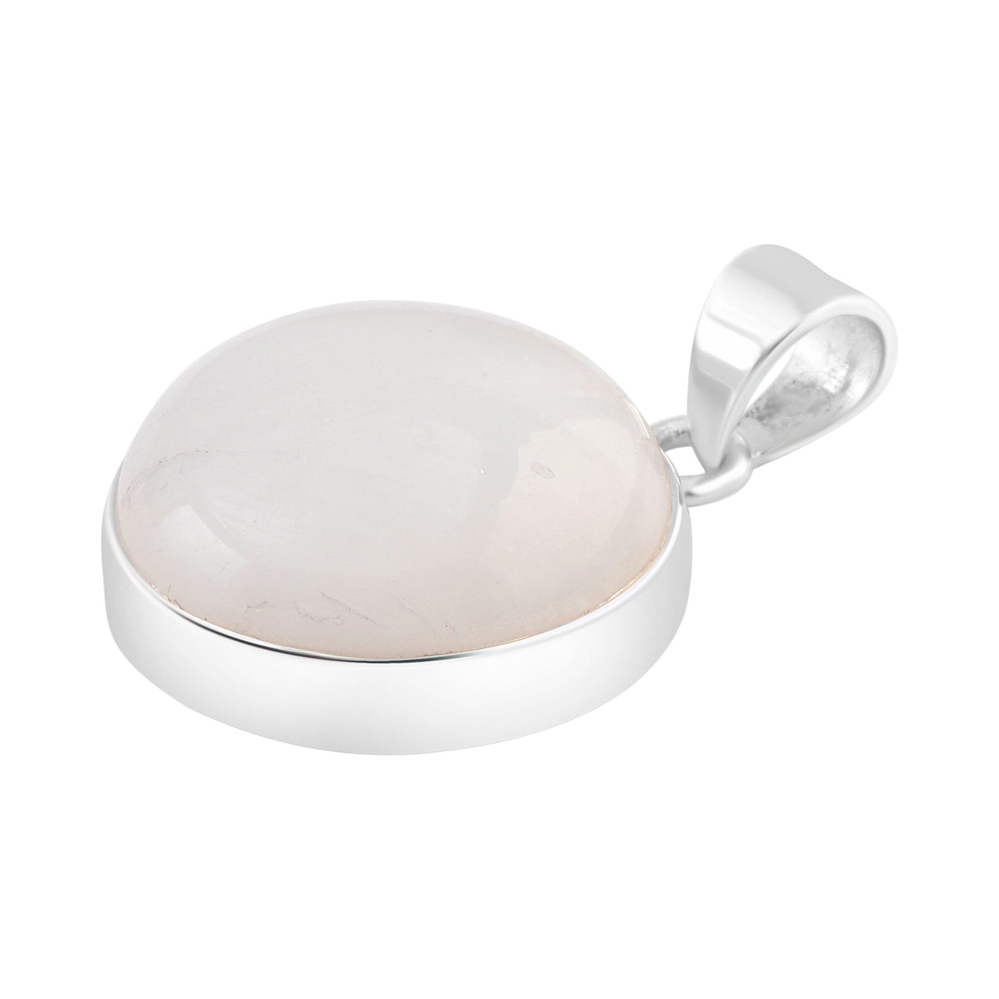 Moonstone (white) gemstone big round cut Solid Sterling Silver Minimalist necklace pendant, Cancer Zodiac July Birthstone, Australia, Zorbajewellers