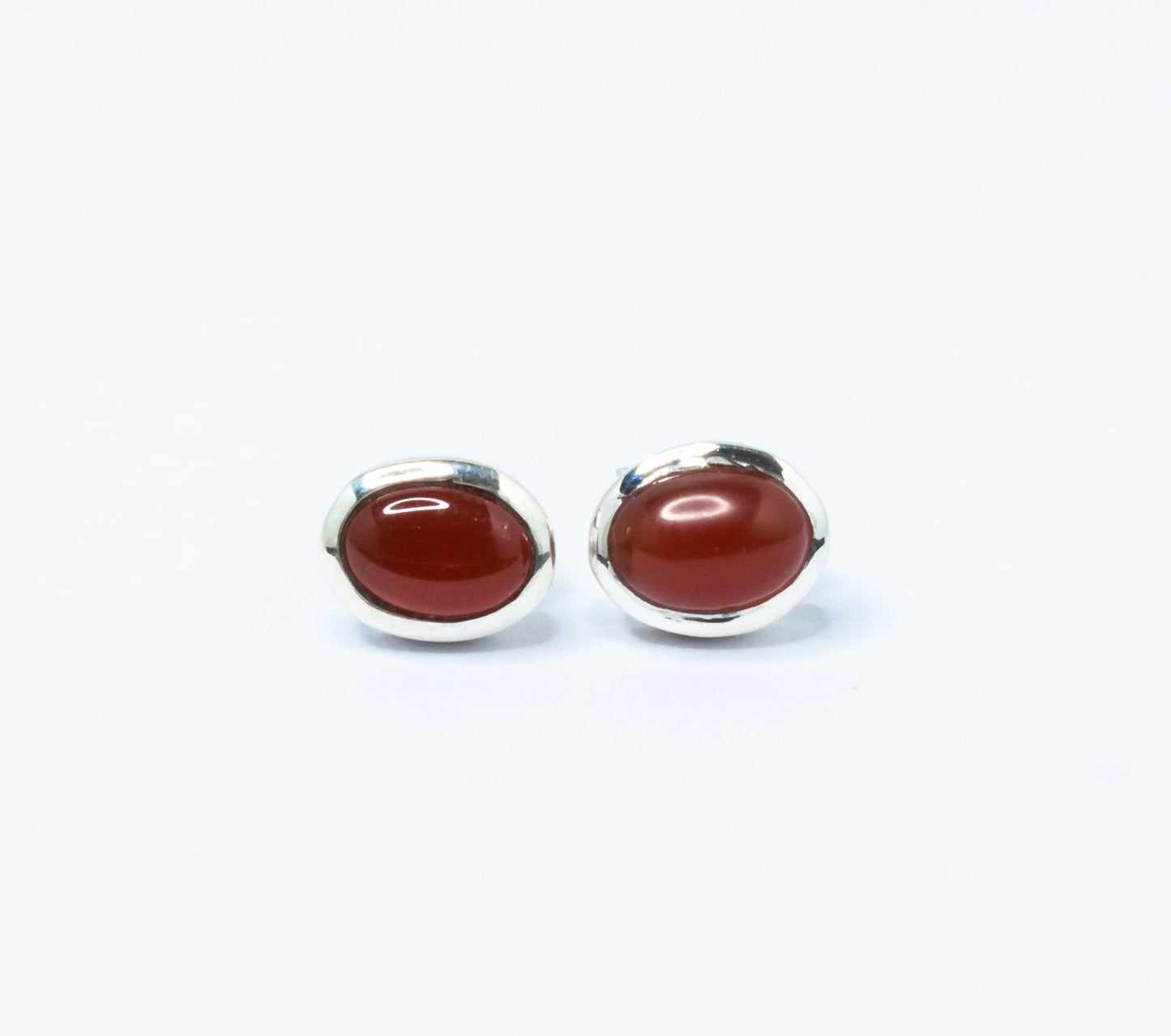 Oval CARNELIAN Gems Solid 925 Oxidized SILVER Stud Earrings, Orange Sterling Silver Studs, August Birthstone Virgo Zodiac, Australia, Zorbajewellers