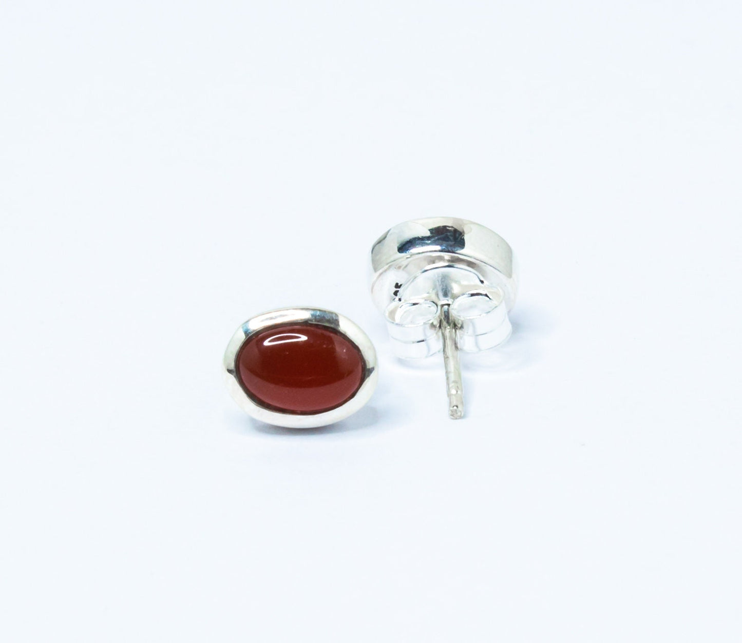 Oval CARNELIAN Gems Solid 925 Oxidized SILVER Stud Earrings, Orange Sterling Silver Studs, August Birthstone Virgo Zodiac, Australia, Zorbajewellers