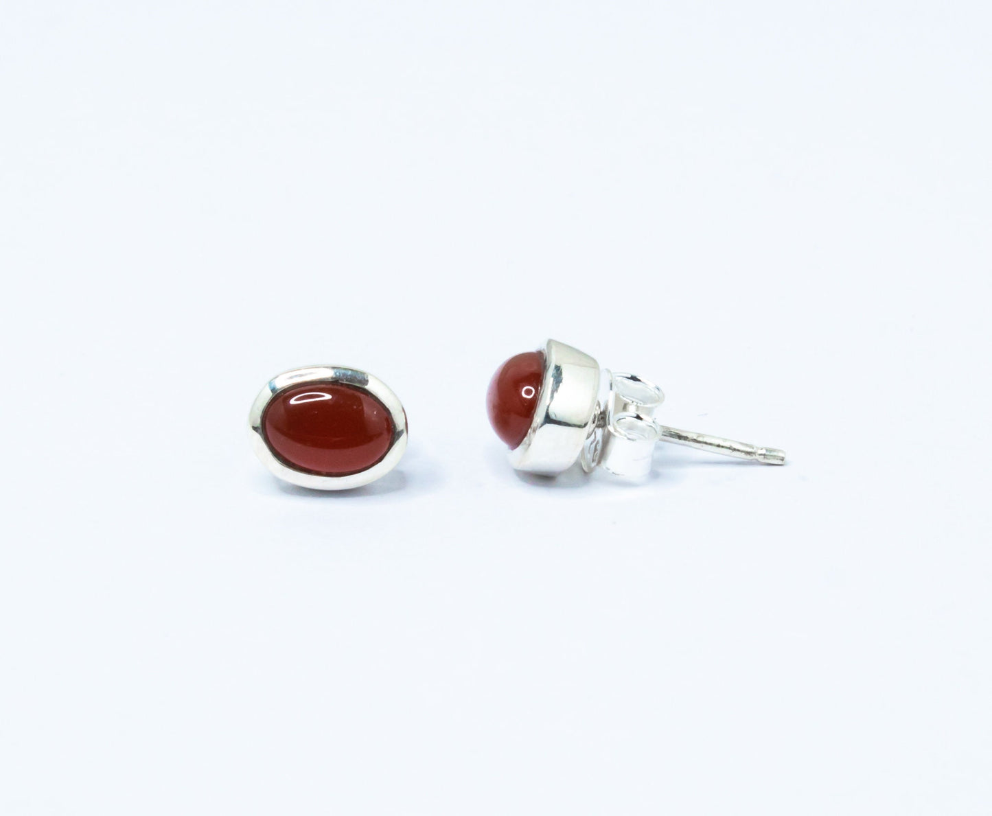 Oval CARNELIAN Gems Solid 925 Oxidized SILVER Stud Earrings, Orange Sterling Silver Studs, August Birthstone Virgo Zodiac, Australia, Zorbajewellers