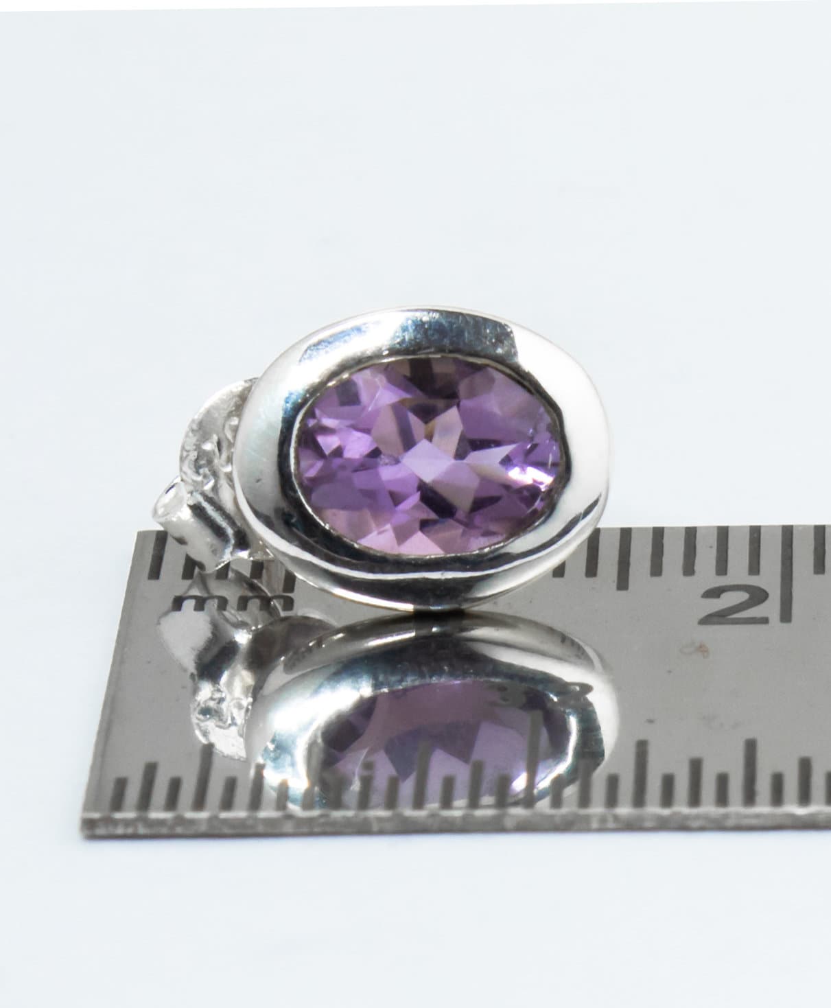 Oval AMETHYST Gemstone Solid 925 Sterling Silver Stud Earrings, Minimalistic Purple Stud Earrings, Aquarius Zodiac Birthstone, Australia, Zorbajewellers