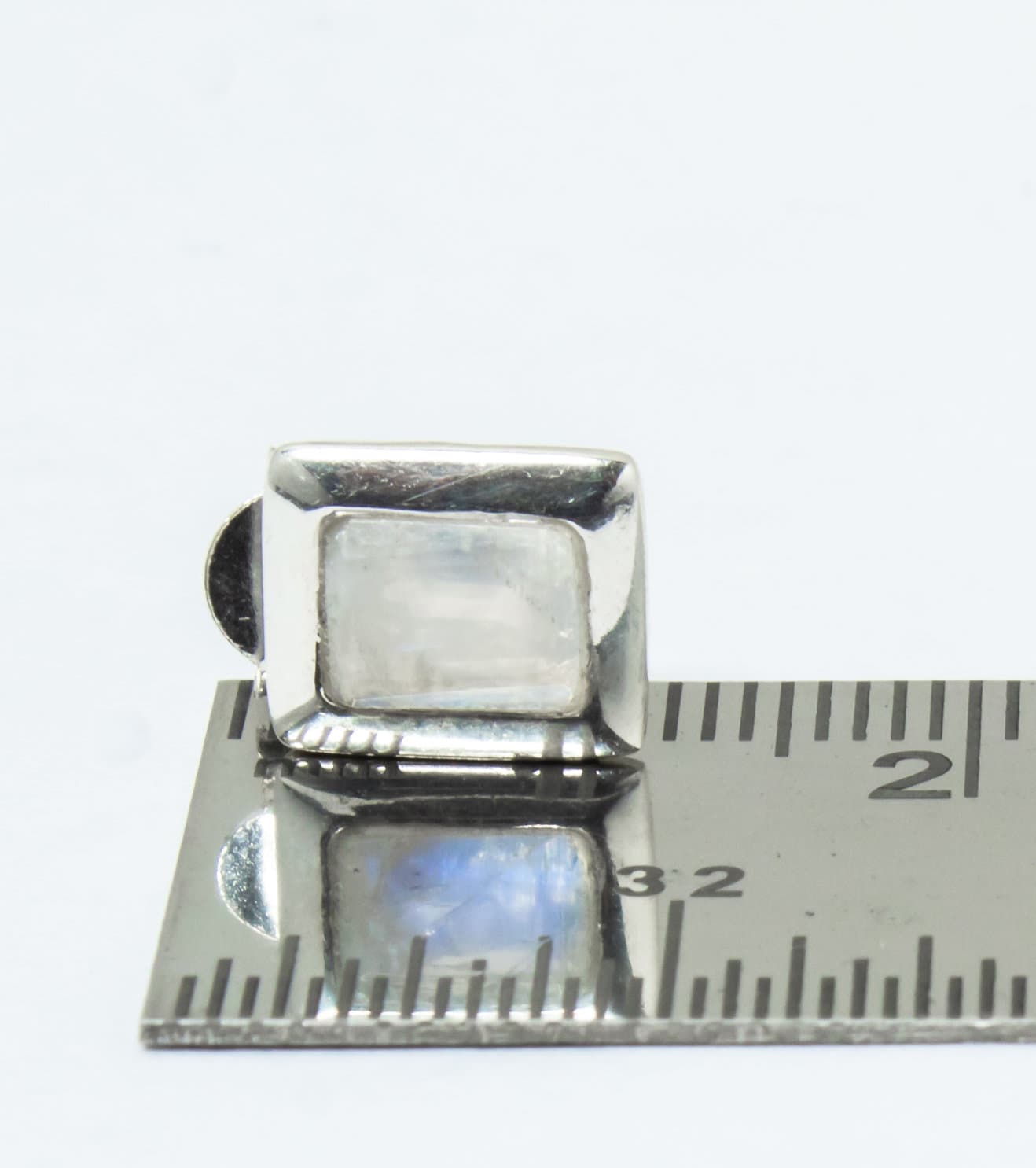 Genuine MOONSTONE Rectangle Gems Solid 925 SILVER Minimalist Stud Earrings, Simple White Studs, June Birthstone & Cancer Zodiac, Australia, Zorbajewellers
