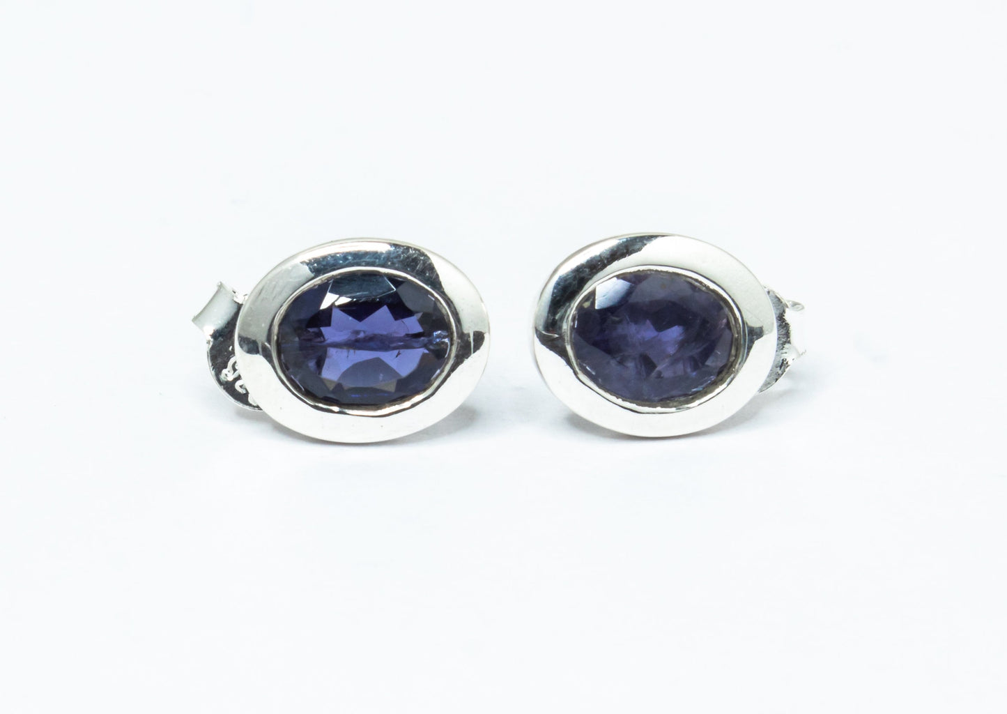 Genuine Iolite Oval Cut Gems Solid 925 Sterling SILVER Oval Stud Earrings, Sagittarius & Taurus Zodiac, September Birthstone, Australia, Zorbajewellers