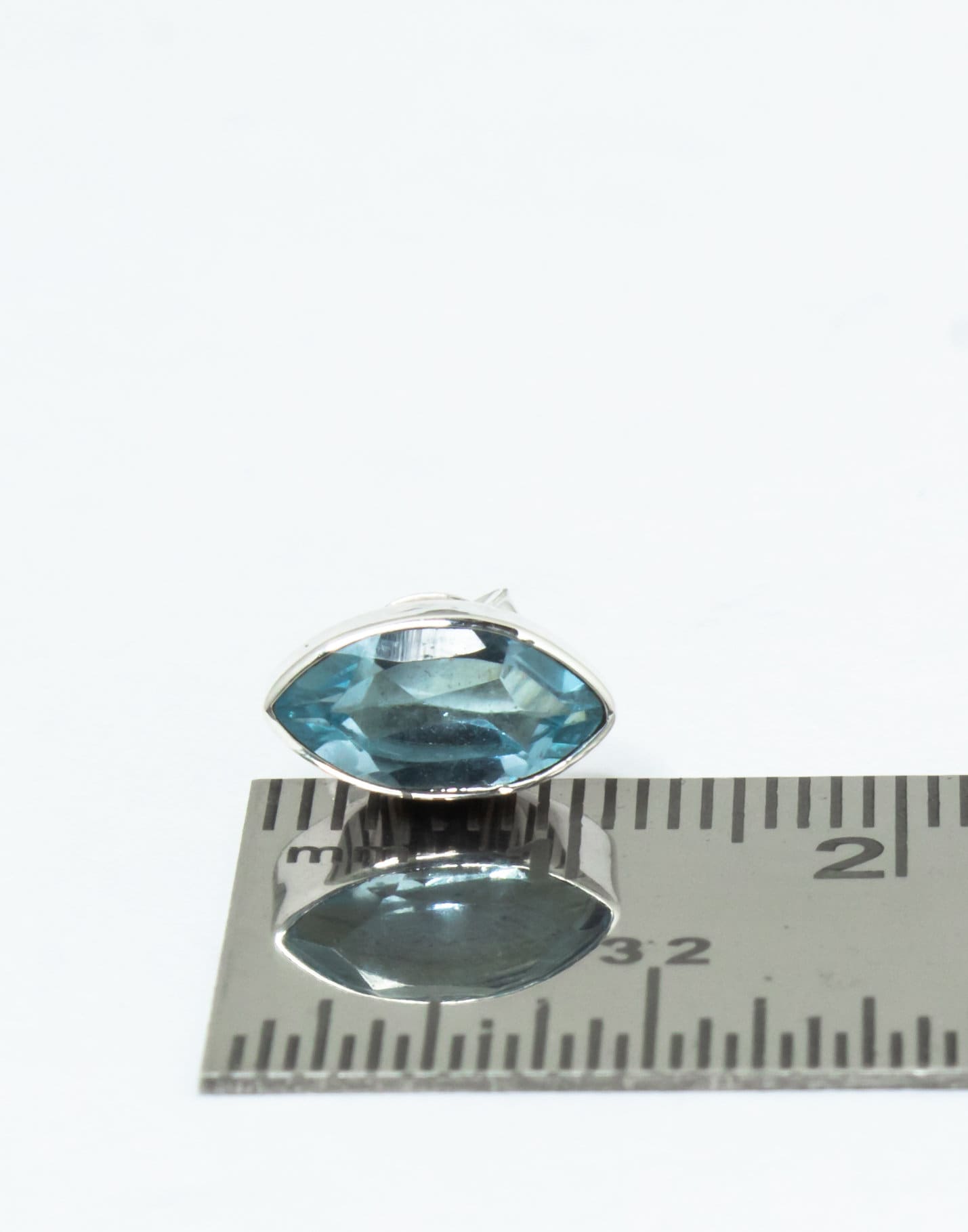 Leaf Shaped Genuine Blue TOPAZ Gemstones 925 Silver Minimalist Stud Earrings, Sagittarius Zodiac December Birthstone, Australia, Zorbajewellers