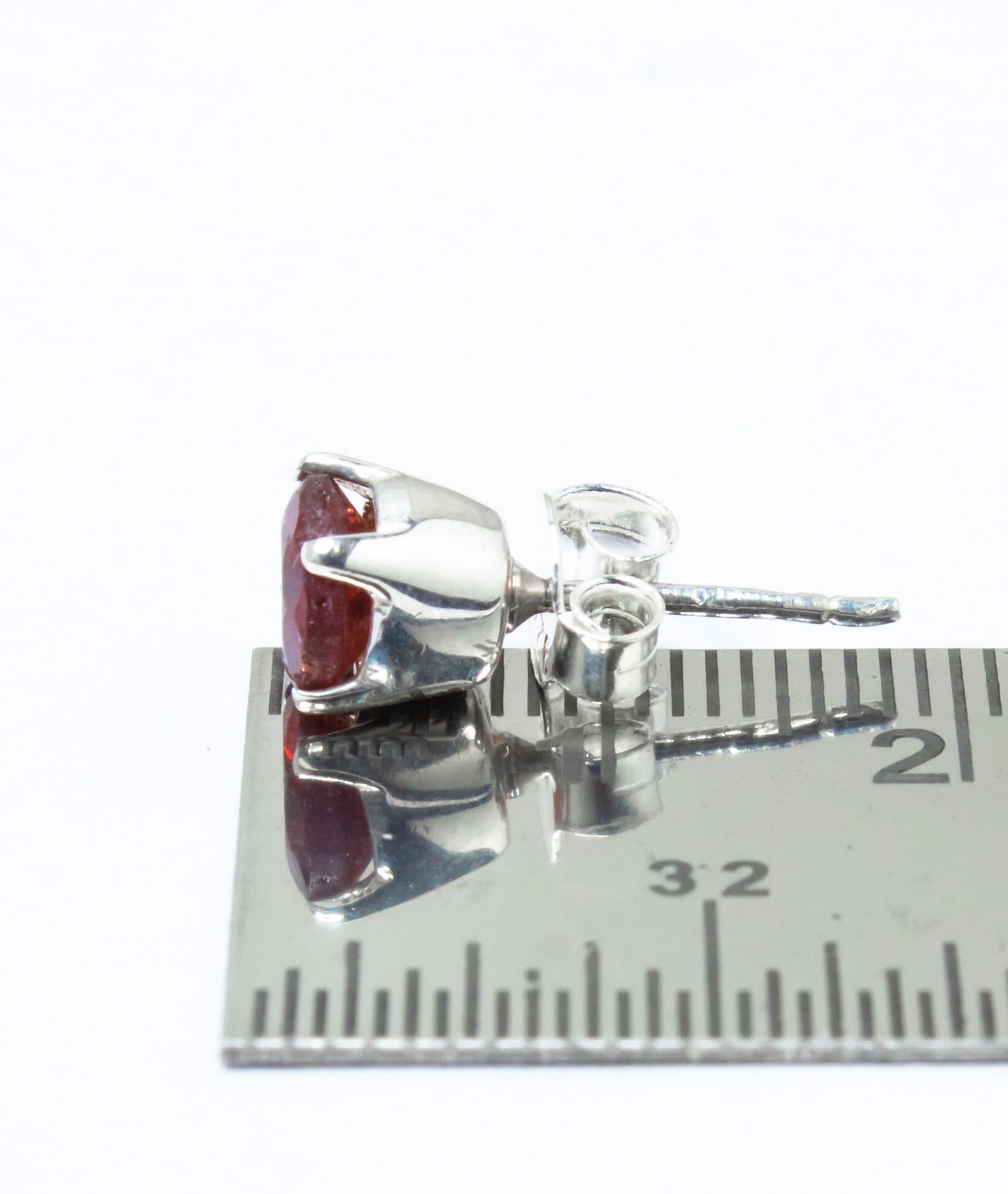 Genuine Red GARNET Gems 925 Silver Round Prong Set Stud Earrings, Round Garnet Stud Earrings, Capricorn Zodiac January Birthstone, Australia, Zorbajewellers