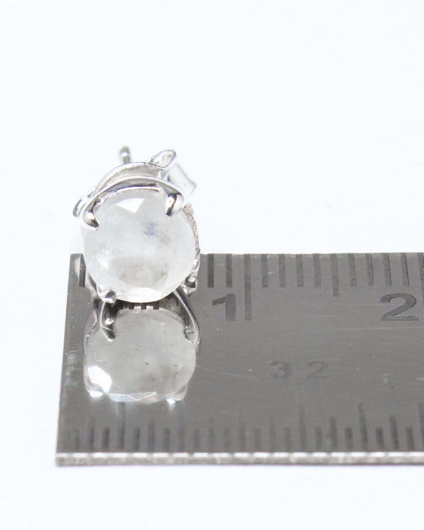 Genuine MOONSTONE Round Gems Solid 925 Silver Prong Set Stud Earrings, Simple White Studs, June Birthstone & Cancer Zodiac Gift, Australia, Zorbajewellers