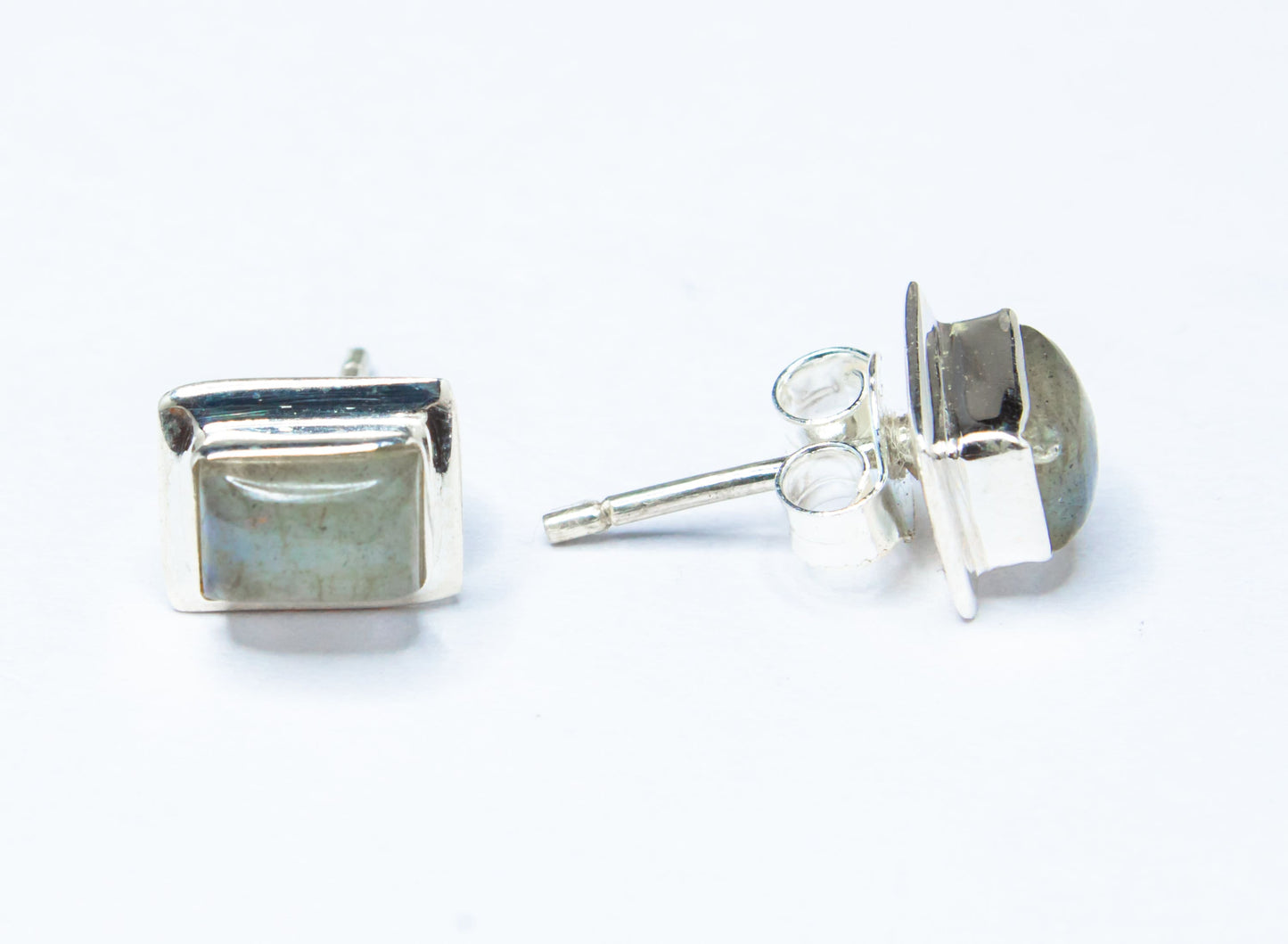 Rectangular LABRADORITE Gemstones Minimalistic Stud Earrings, Simple LABRADORITE Gemstones Solid Stud Earrings, Australia, Zorbajewellers