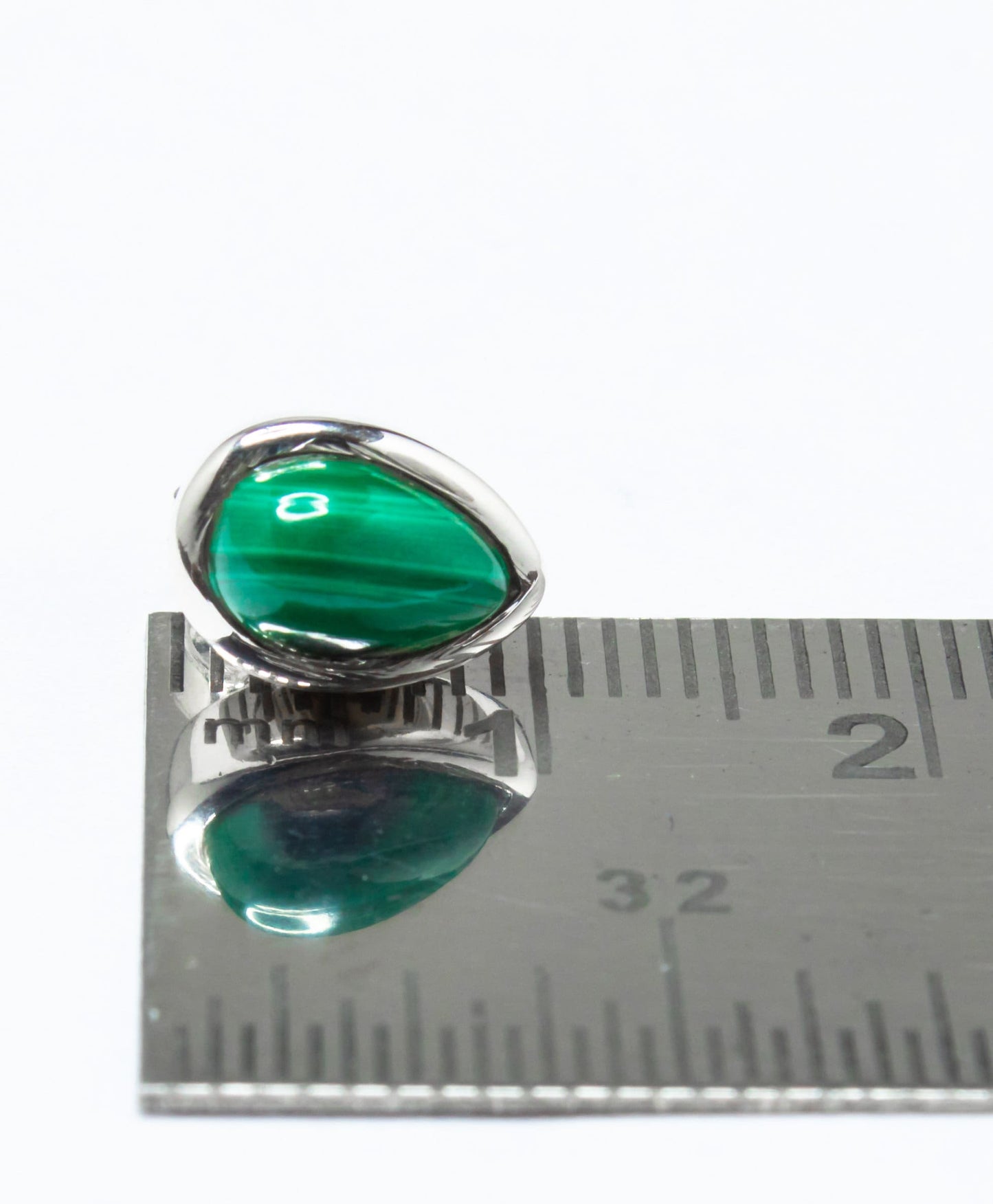 Green Malachite Stud Earrings, Minimalist Green Silver Earrings, 925 Silver, Pear Shaped Stud Earrings, Textured Green, Australia, Zorbajewellers