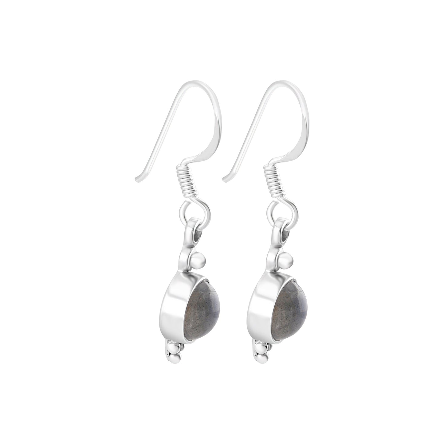 Genuine Round LABRADORITE Gems 925 SILVER Earrings, Round Gray Labradorite Gems Silver Earrings, Gray Green Gems Earrings, Australia, Zorbajewellers