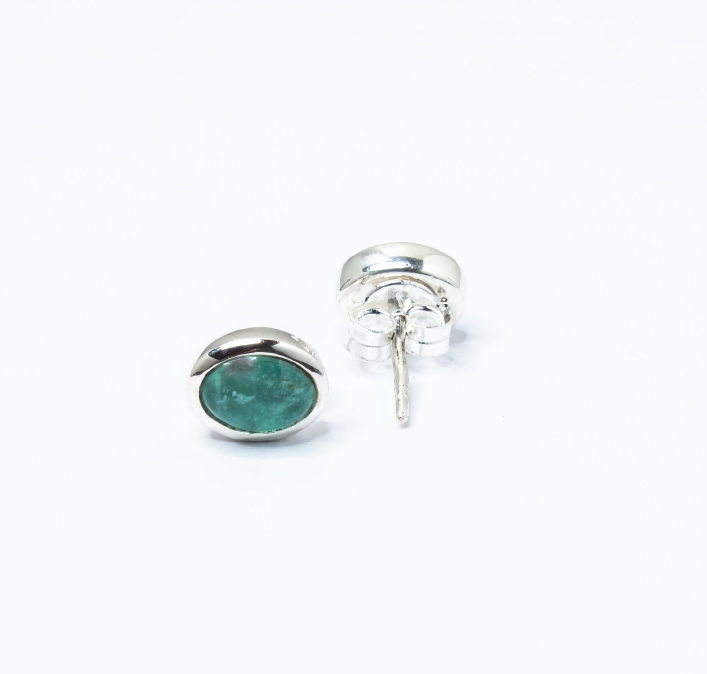 Genuine Green APATITE Gems Solid 925 Sterling Silver Minimalist Stud Earrings, Oval Sterling Silver Stud, May Birthstone Gift, Australia, Zorbajewellers
