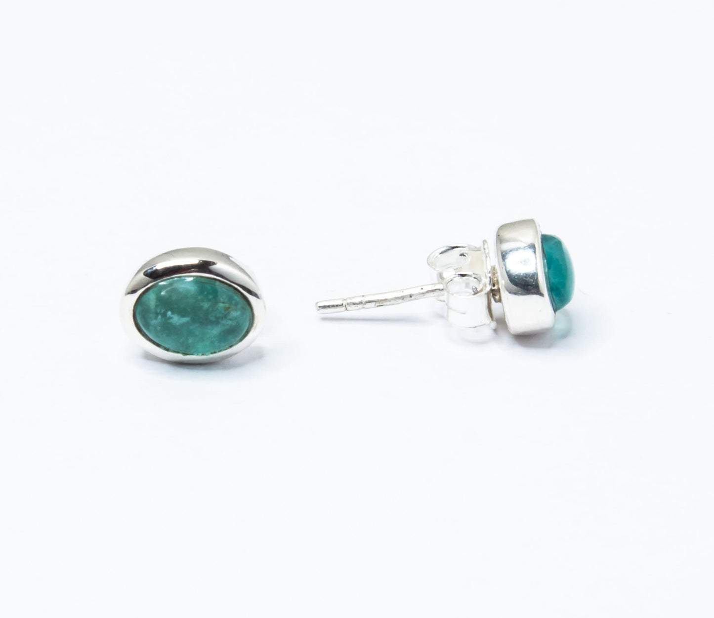 Genuine Green APATITE Gems Solid 925 Sterling Silver Minimalist Stud Earrings, Oval Sterling Silver Stud, May Birthstone Gift, Australia, Zorbajewellers