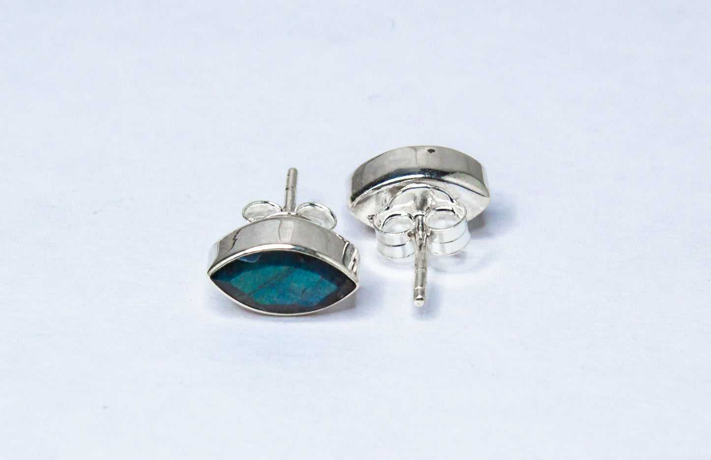 Leaf Shaped LABRADORITE Gemstones Minimalistic Stud Earrings, Simple LABRADORITE Gemstones Solid Stud Earrings, Australia, Zorbajewellers