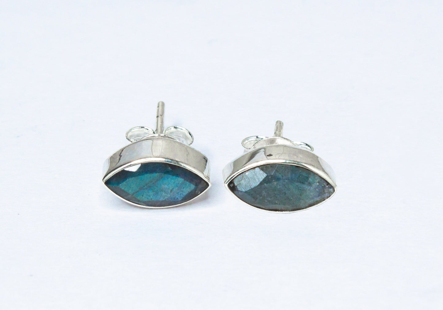 Leaf Shaped LABRADORITE Gemstones Minimalistic Stud Earrings, Simple LABRADORITE Gemstones Solid Stud Earrings, Australia, Zorbajewellers