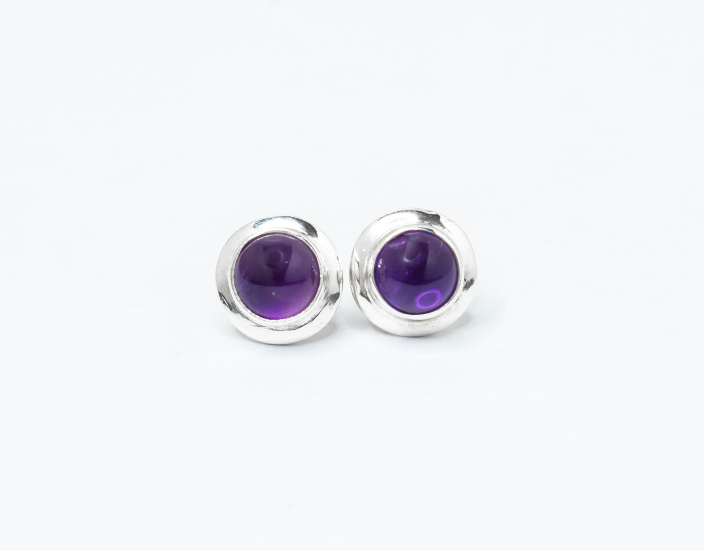 Round Genuine AMETHYST Gems 925 Silver Stud Earrings, Simple Purple Stud Earrings, Aquarius Zodiac February Birthstone, Australia, Zorbajewellers