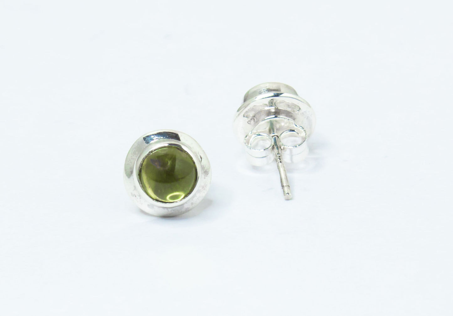 Genuine PERIDOT Gemstones Solid 925 SILVER Simple Round Shaped Stud Earrings, Olive Green Peridot Stud Earrings, Australia, Zorbajewellers