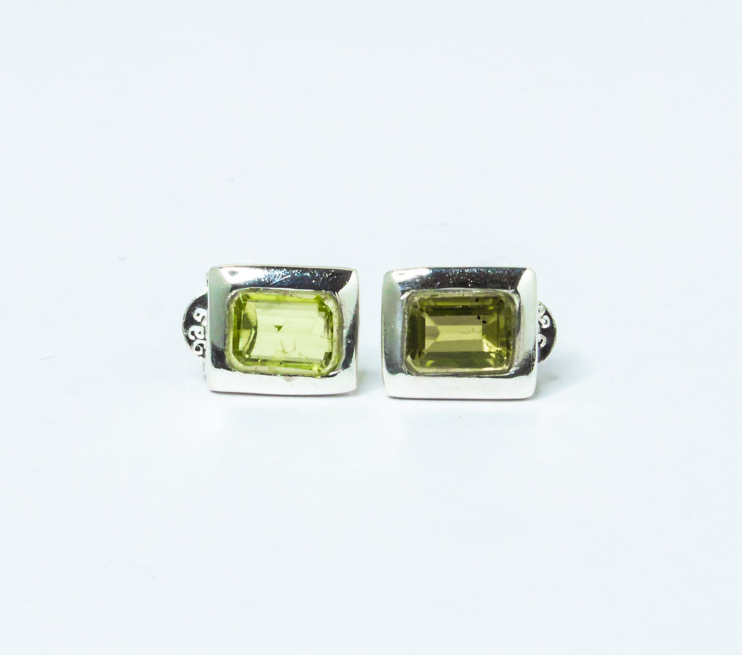 Genuine PERIDOT Gems Solid 925 Sterling SILVER Minimalist Rectangle Stud Earrings, Olive Green Beautifully Cut Peridot Earrings, Australia, Zorbajewellers