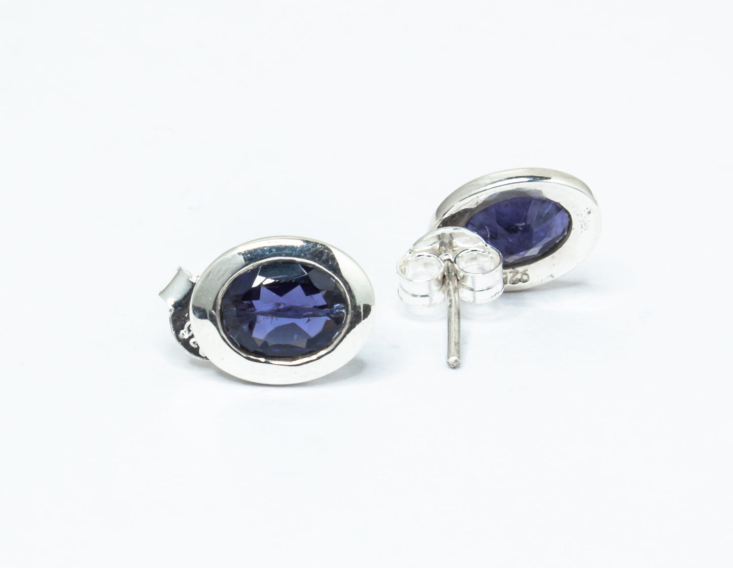 Genuine Iolite Oval Cut Gems Solid 925 Sterling SILVER Oval Stud Earrings, Sagittarius & Taurus Zodiac, September Birthstone, Australia, Zorbajewellers