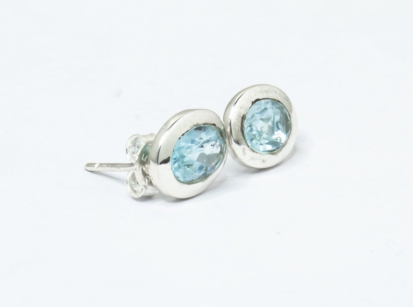 Oval Shaped Genuine Blue TOPAZ Gemstones 925 Silver Minimalist Stud Earrings, Sagittarius Zodiac December Birthstone, Australia, Zorbajewellers