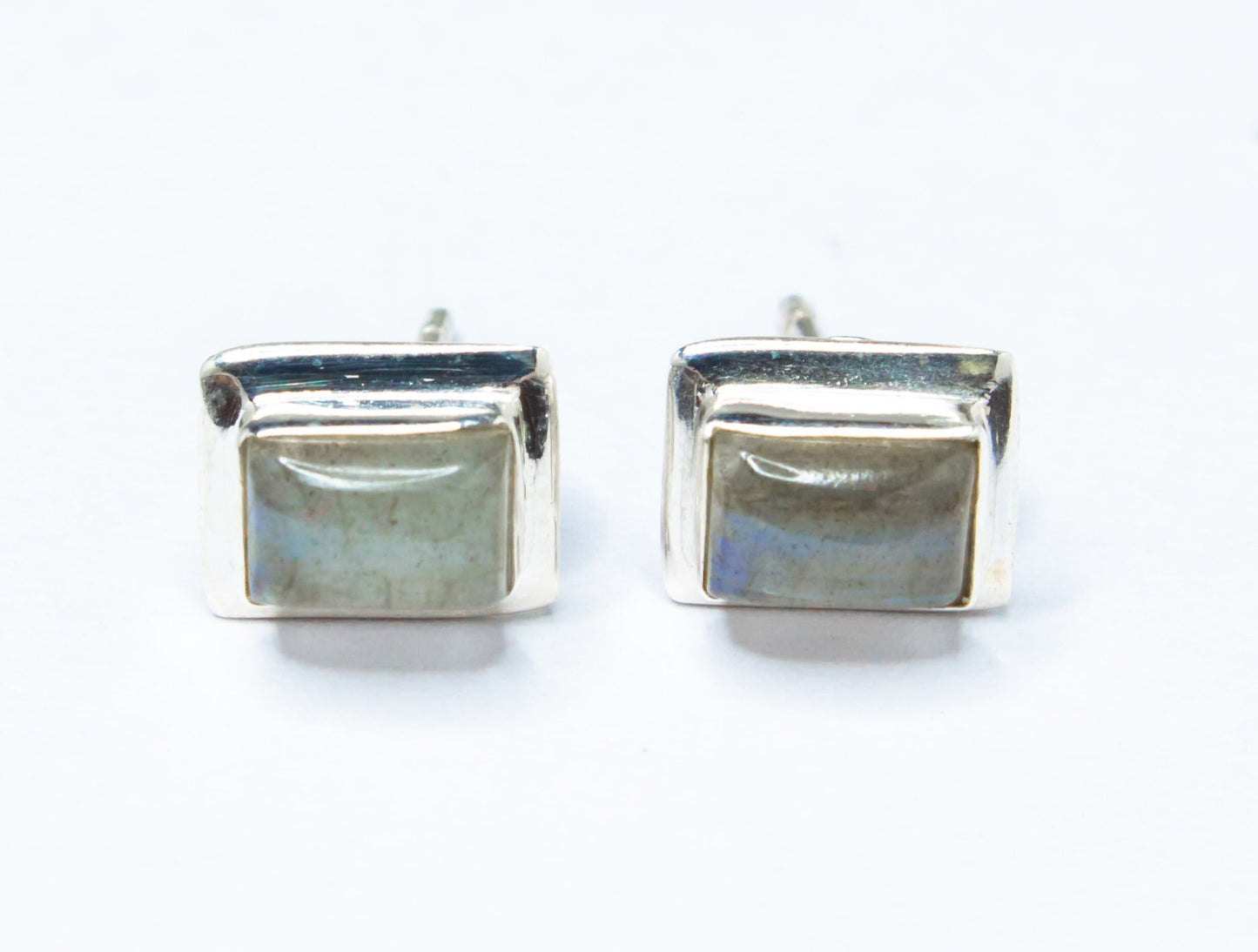 Rectangular LABRADORITE Gemstones Minimalistic Stud Earrings, Simple LABRADORITE Gemstones Solid Stud Earrings, Australia, Zorbajewellers