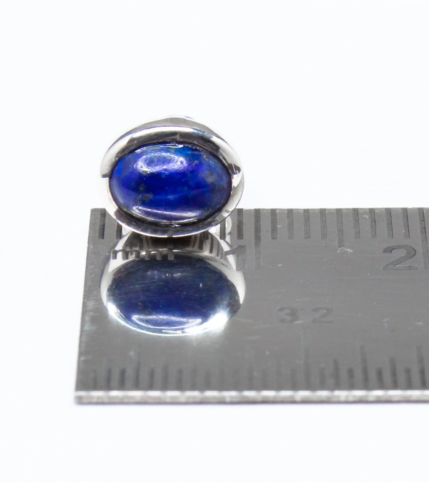 Oval Blue Lapis Gemstone SOLID 925 Sterling Silver Stud Earrings, Simple Blue Stud Earrings, Sagittarius Zodiac Birthstone, Australia, Zorbajewellers