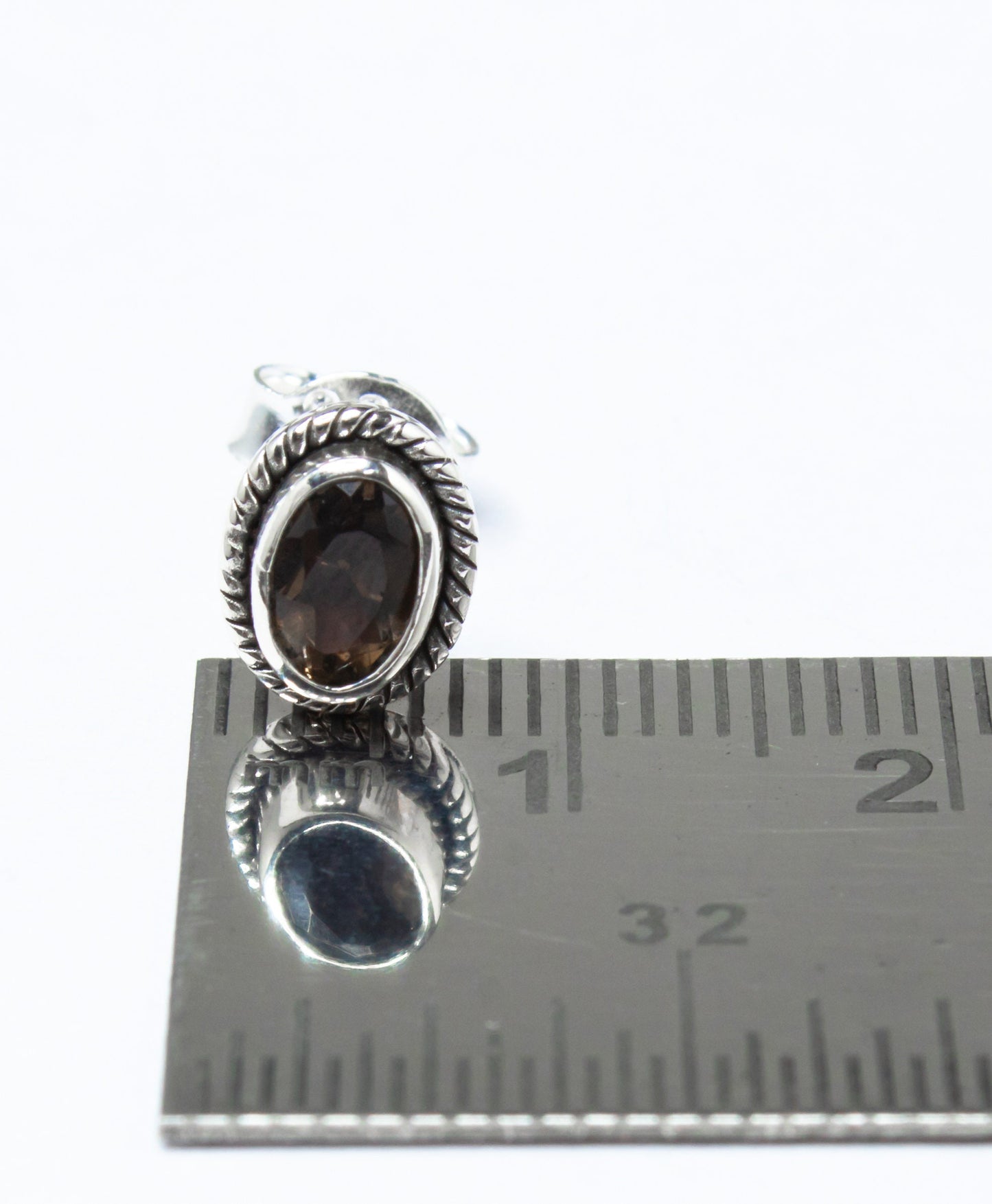 Genuine Oval Shaped Natural Brown Smoky Quartz Sterling Silver Stud Earrings, Bohemian design, Clear brown, Australia, Zorbajewellers