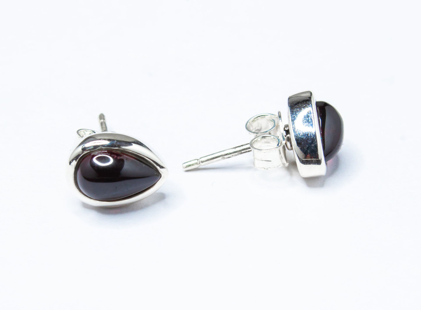 Genuine Red GARNET Gems 925 Silver Pear Shaped Simple Stud Earrings, Garnet Stud Earrings, Capricorn Zodiac January Birthstone, Australia, Zorbajewellers