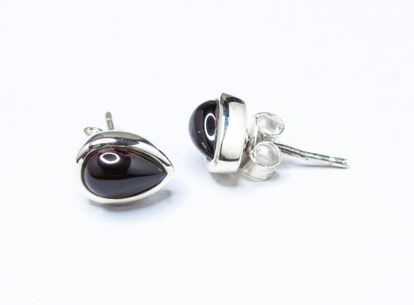 Genuine Red GARNET Gems 925 Silver Pear Shaped Simple Stud Earrings, Garnet Stud Earrings, Capricorn Zodiac January Birthstone, Australia, Zorbajewellers
