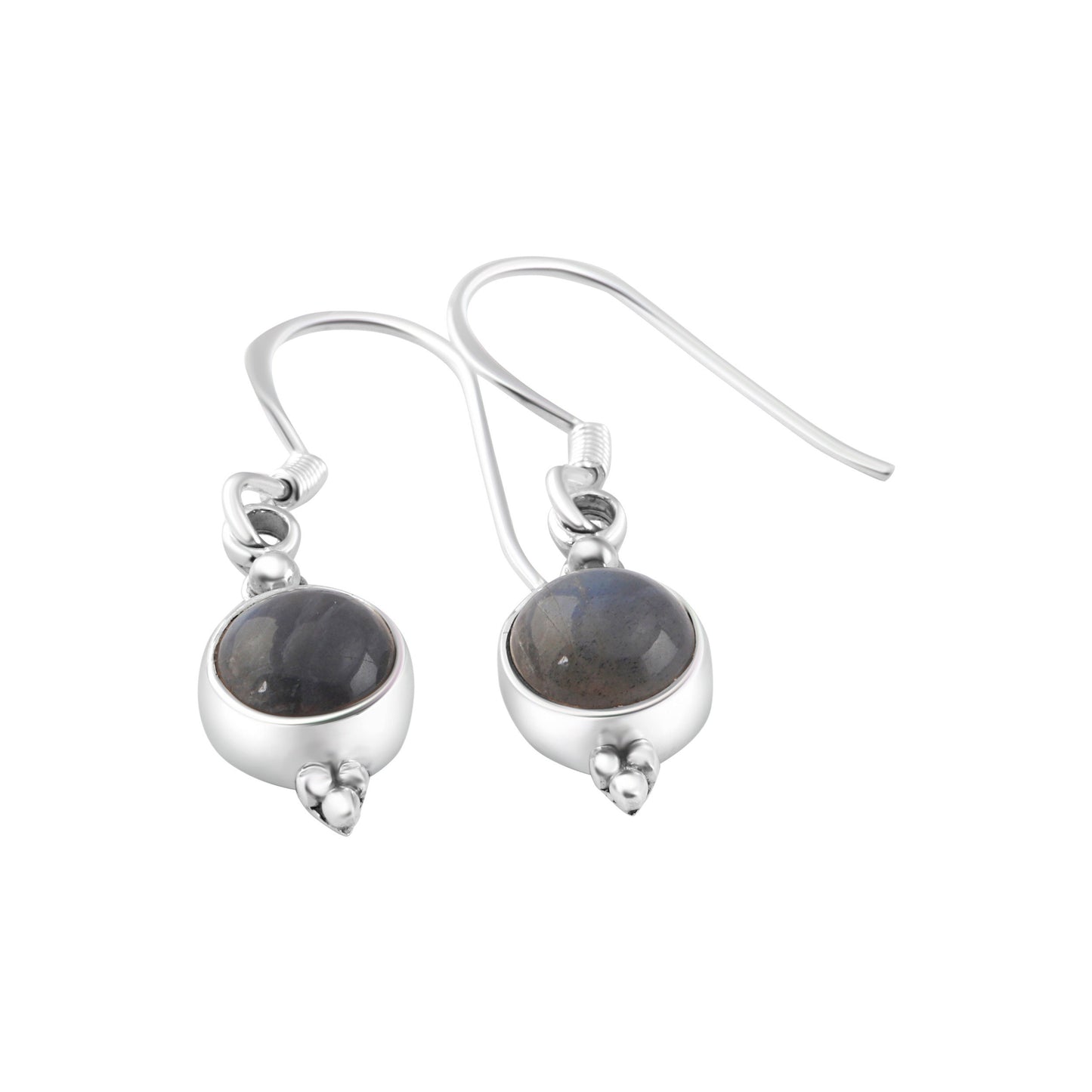 Genuine Round LABRADORITE Gems 925 SILVER Earrings, Round Gray Labradorite Gems Silver Earrings, Gray Green Gems Earrings, Australia, Zorbajewellers