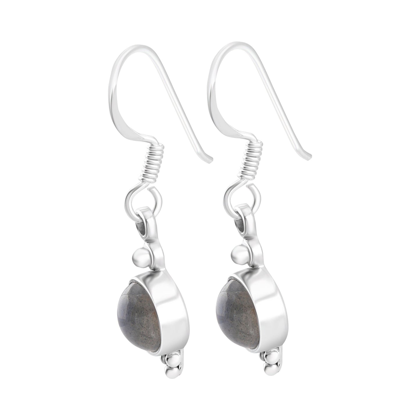 Genuine Round LABRADORITE Gems 925 SILVER Earrings, Round Gray Labradorite Gems Silver Earrings, Gray Green Gems Earrings, Australia, Zorbajewellers