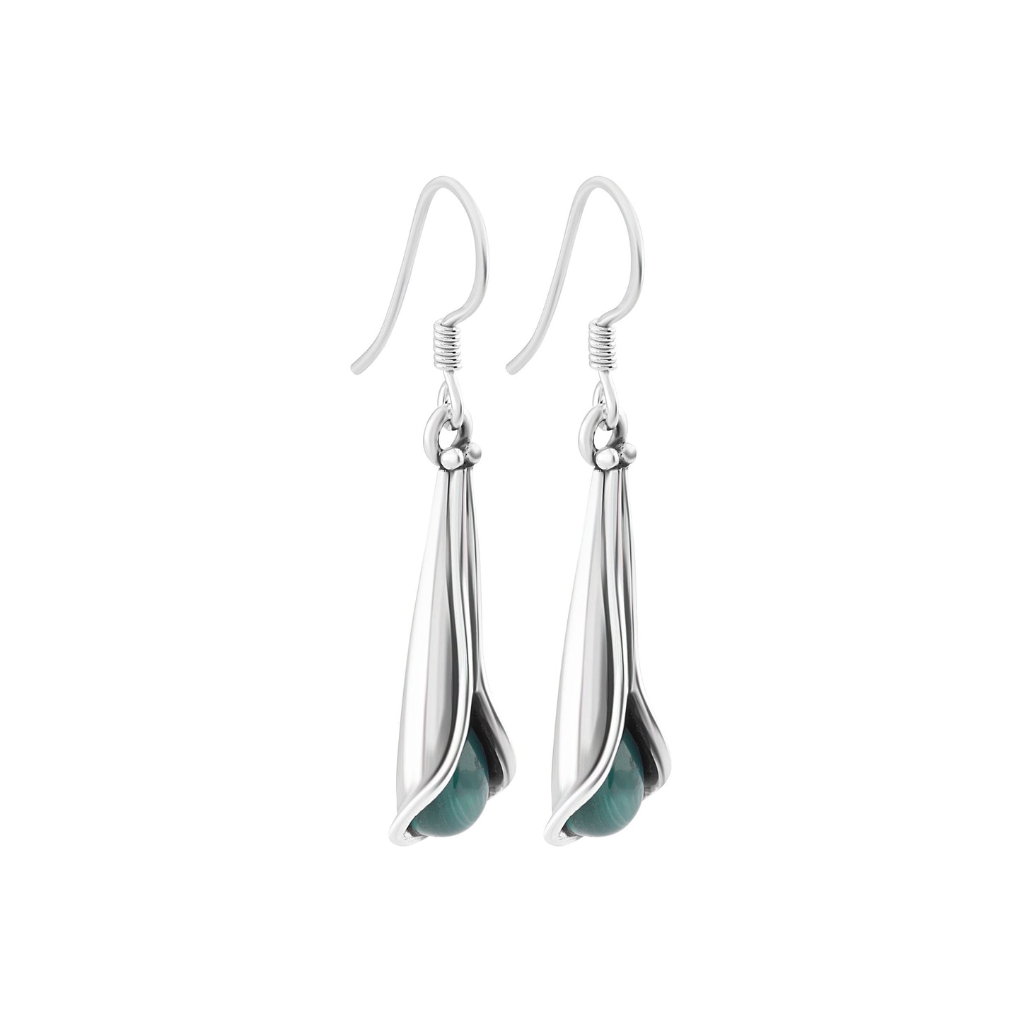 Green Malachite Textured Gems 925 Silver Long Drop Earrings, Beautiful Green Round gems Earrings, Taurus Zodiac May birthstone, Australia, Zorbajewellers