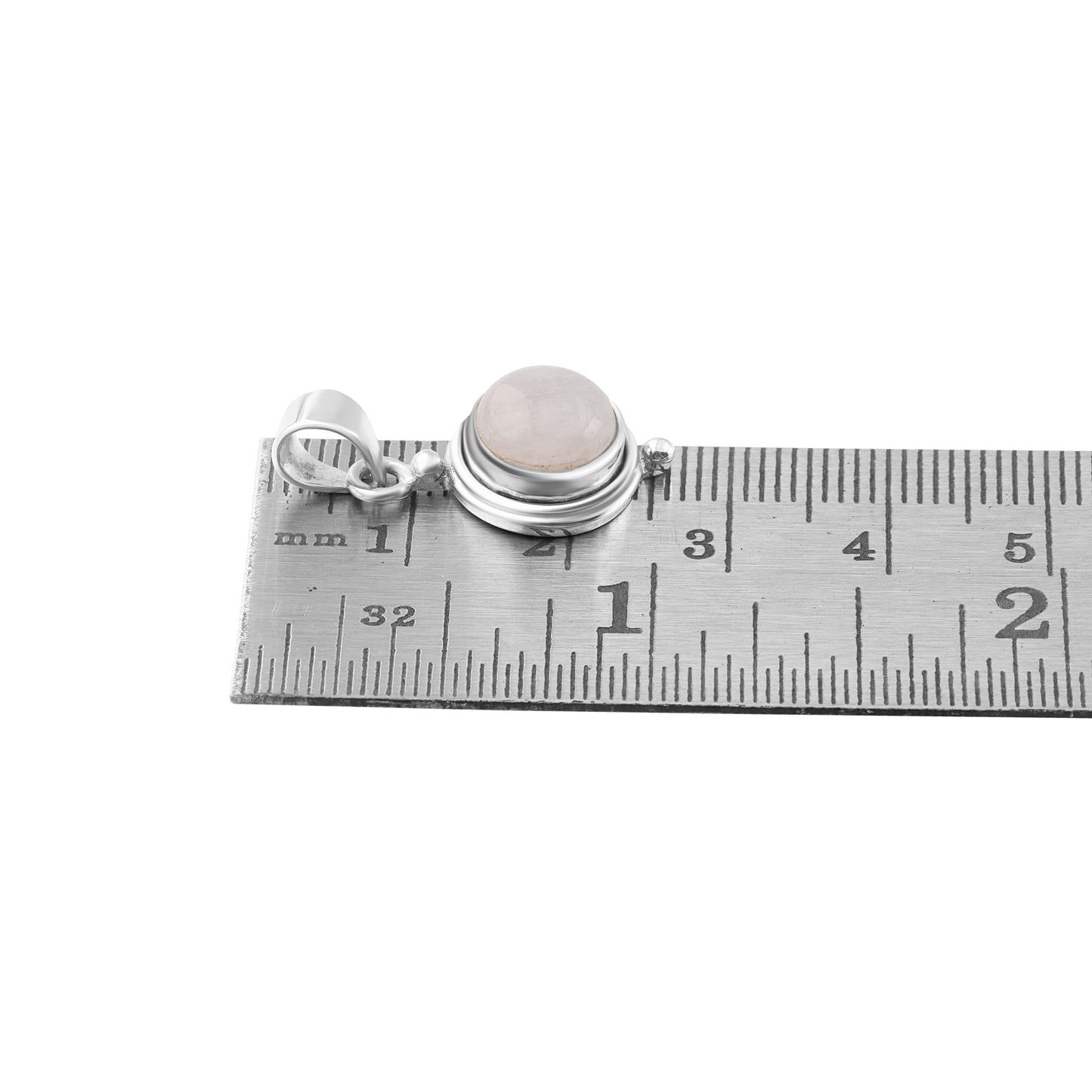 White Moonstone Gemstone Round Shaped Solid Sterling Silver Minimalist Necklace Pendant, Cancer Zodiac Birthstone, Australia, Zorbajewellers