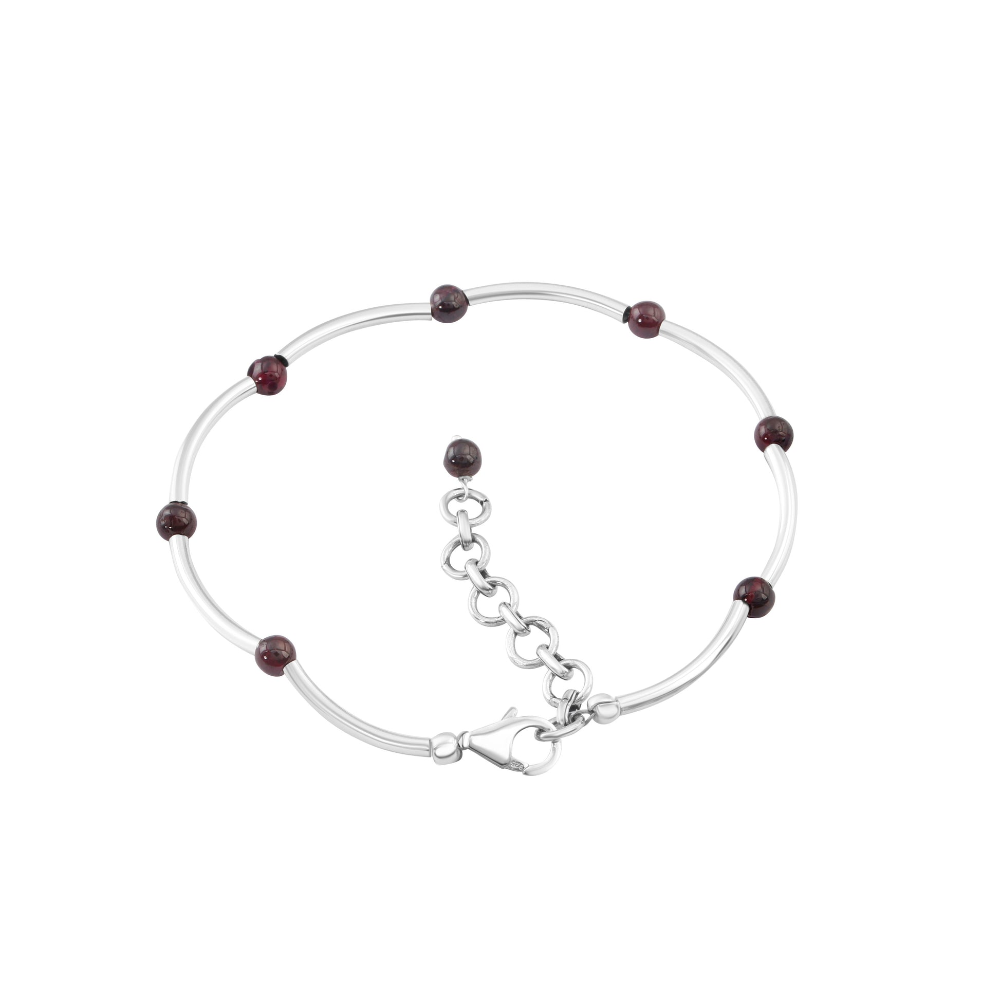 Genuine Red Garnet Beautiful Gemstones 925 SILVER Tubes Bracelet Anklet, Capricorn Zodiac January Birthstone, Australia, Zorbajewellers