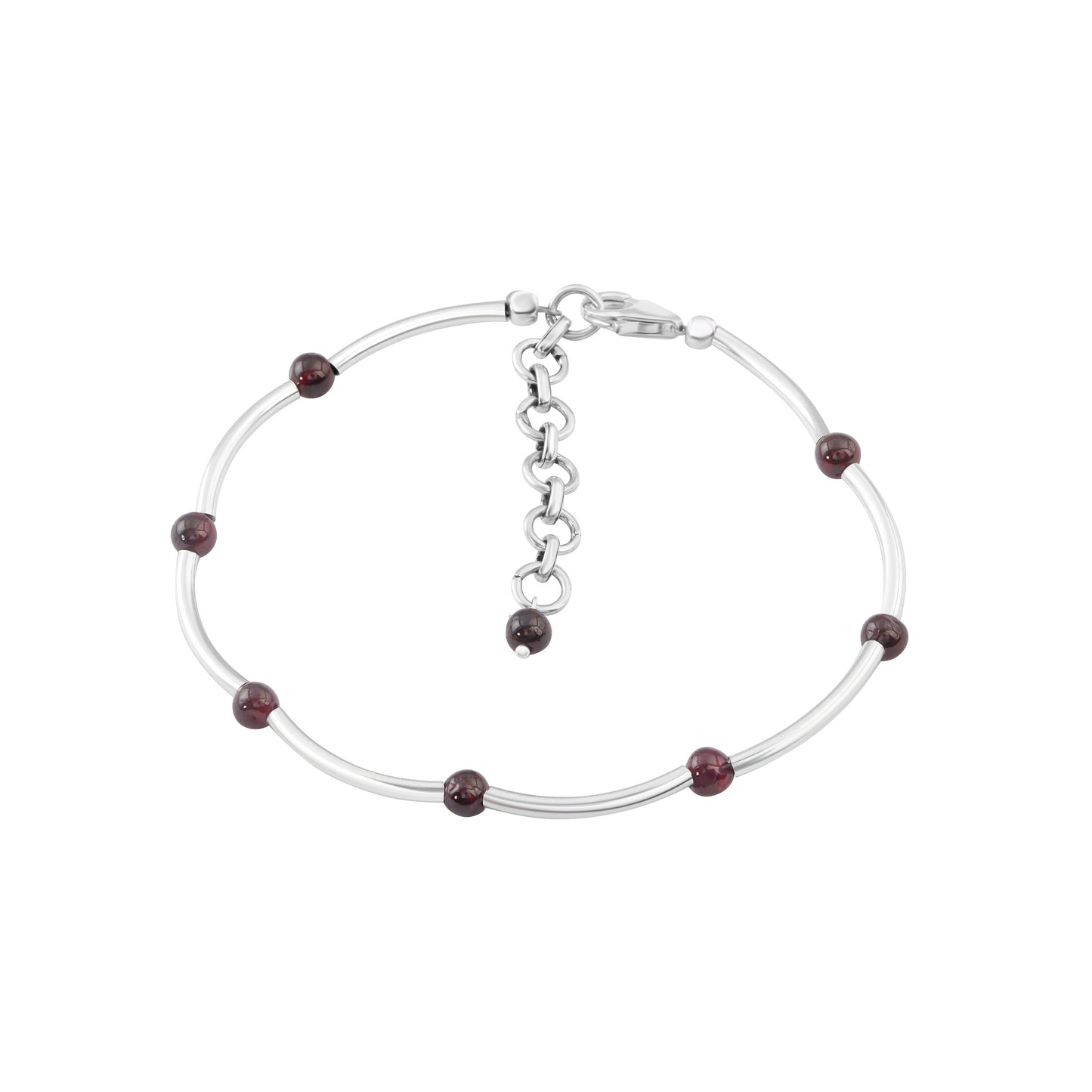 Genuine Red Garnet Beautiful Gemstones 925 SILVER Tubes Bracelet Anklet, Capricorn Zodiac January Birthstone, Australia, Zorbajewellers