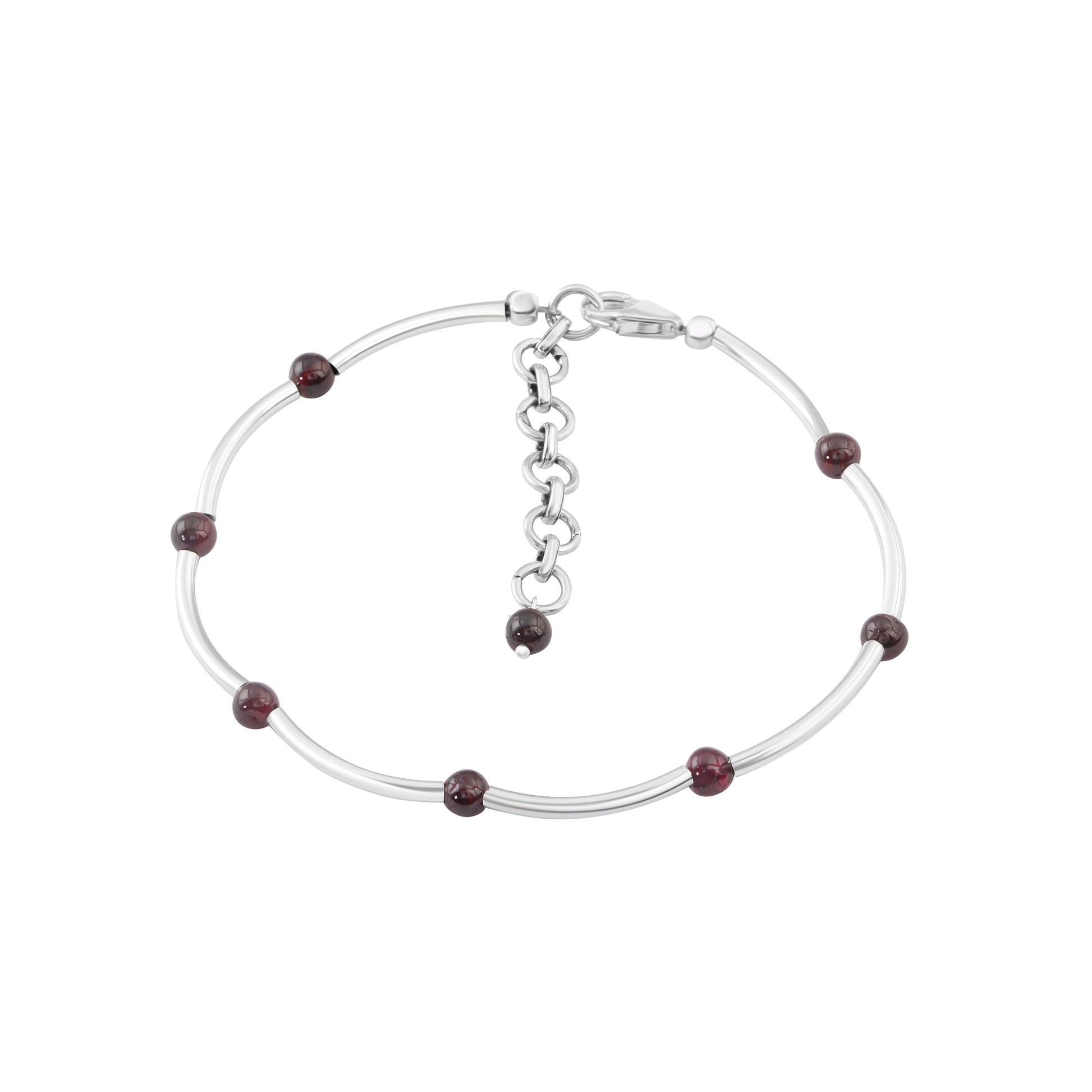 Genuine Red Garnet Beautiful Gemstones 925 SILVER Tubes Bracelet Anklet, Capricorn Zodiac January Birthstone, Australia, Zorbajewellers