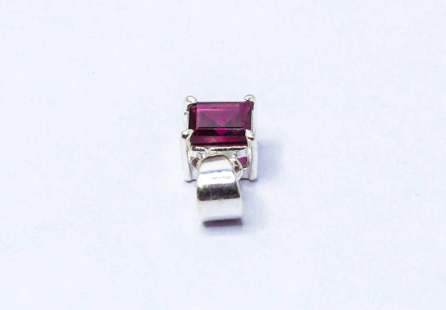 Beautifully Cut-Stone Square Shaped Red Garnet Solid 925 Silver Prong Edge Pendant, Capricorn Zodiac January Birthstone, Australia, Zorbajewellers