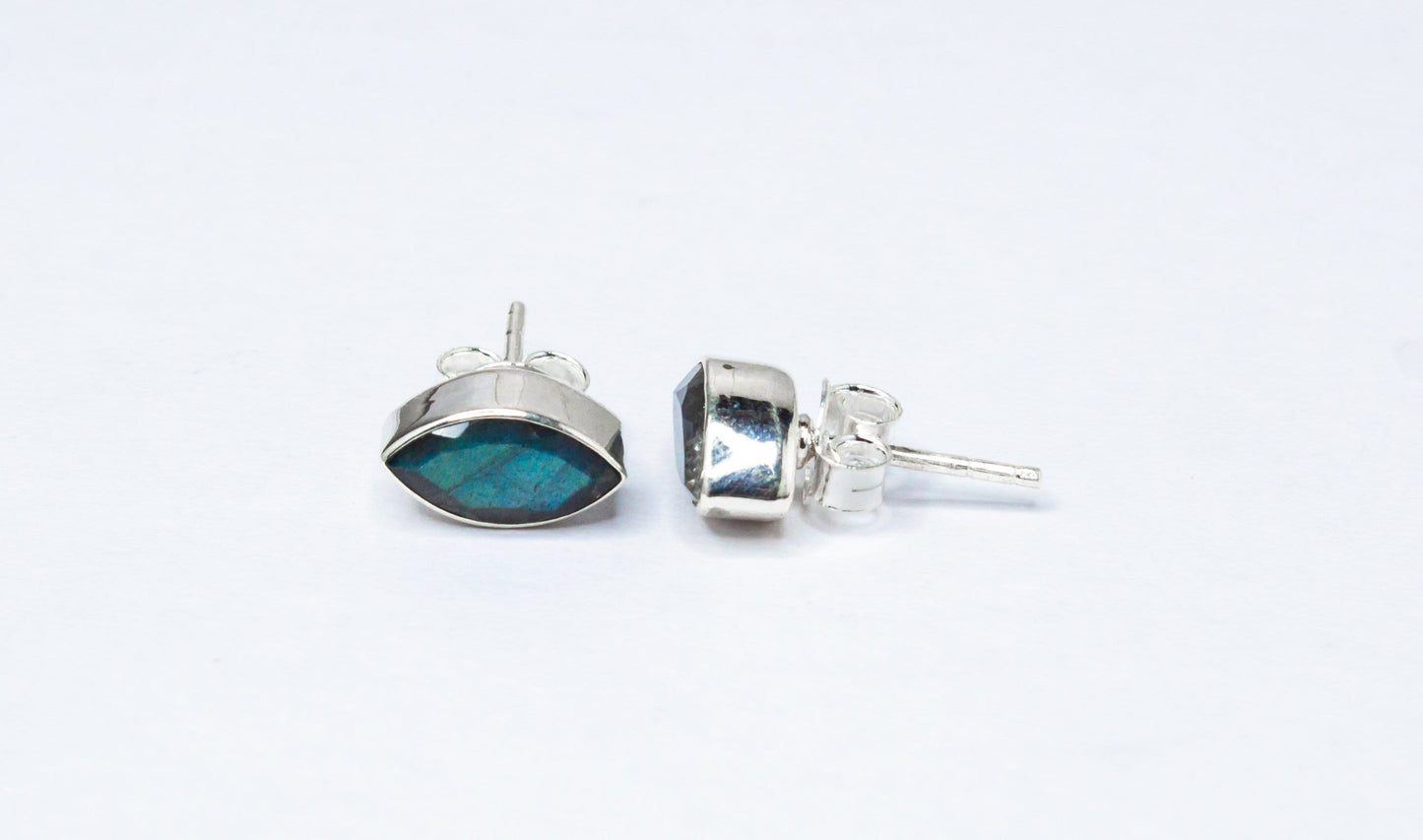 Leaf Shaped LABRADORITE Gemstones Minimalistic Stud Earrings, Simple LABRADORITE Gemstones Solid Stud Earrings, Australia, Zorbajewellers