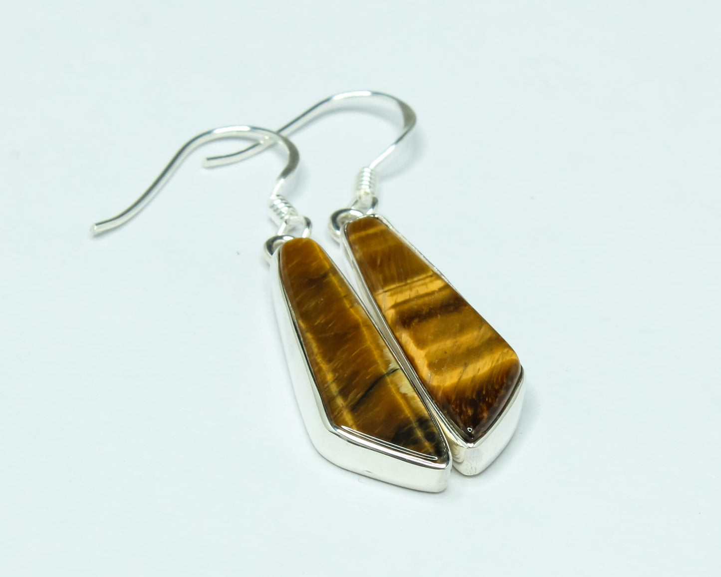 Quadrilateral TIGER'S EYE Gemstones 925 Sterling SILVER Drop Earrings