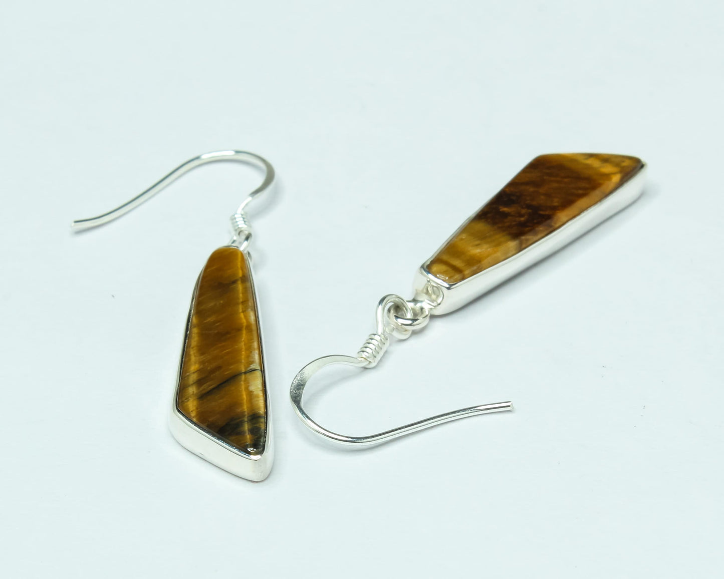 Quadrilateral TIGER'S EYE Gemstones 925 Sterling SILVER Drop Earrings
