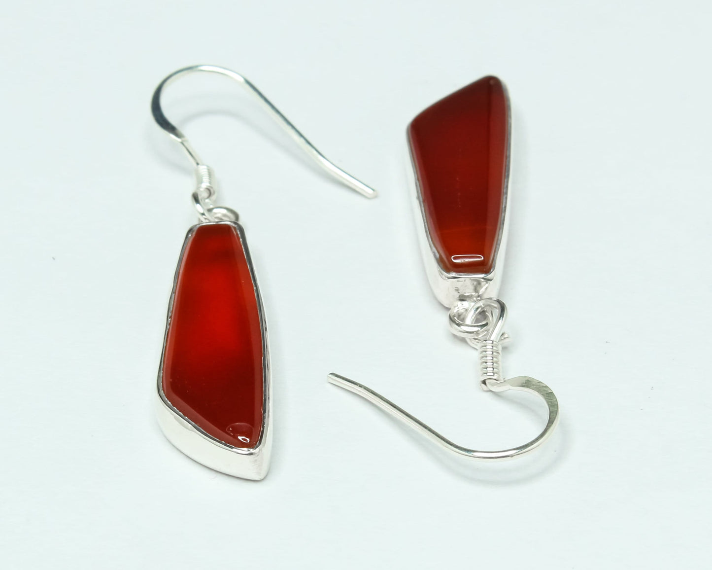Quadrilateral CARNELIAN Gems 925 SILVER Minimalistic Style Earrings