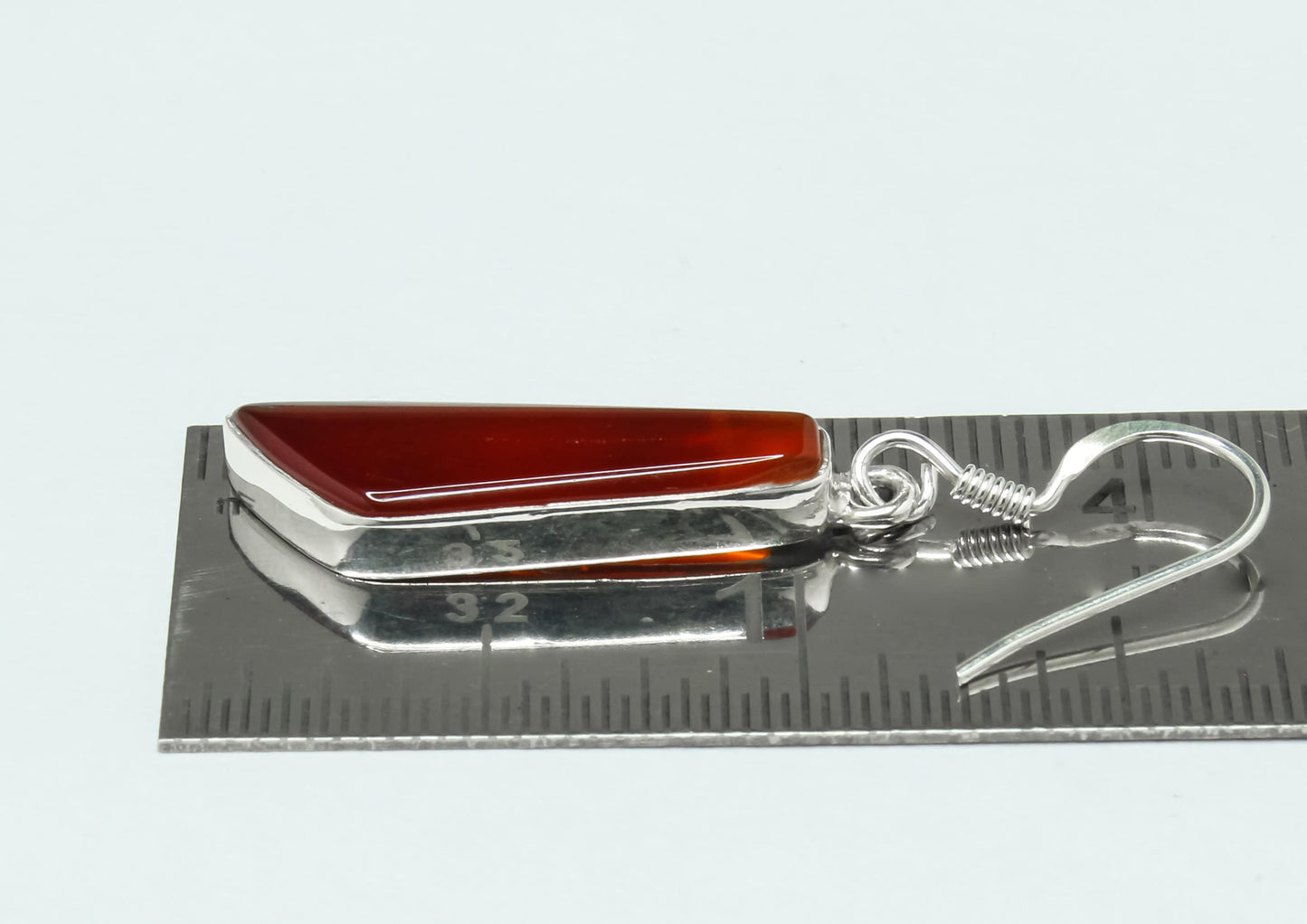 Quadrilateral CARNELIAN Gems 925 SILVER Minimalistic Style Earrings