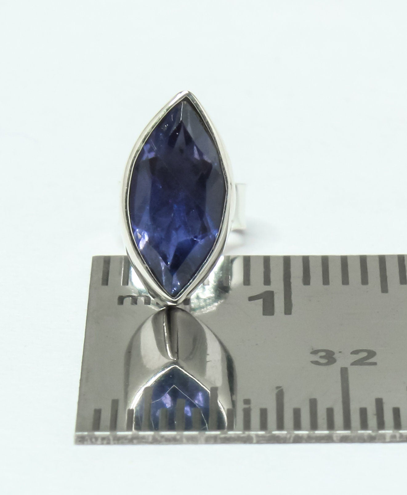 Leaf Shaped Genuine Iolite Gems Solid 925 Oxidized SILVER Stud Earrings