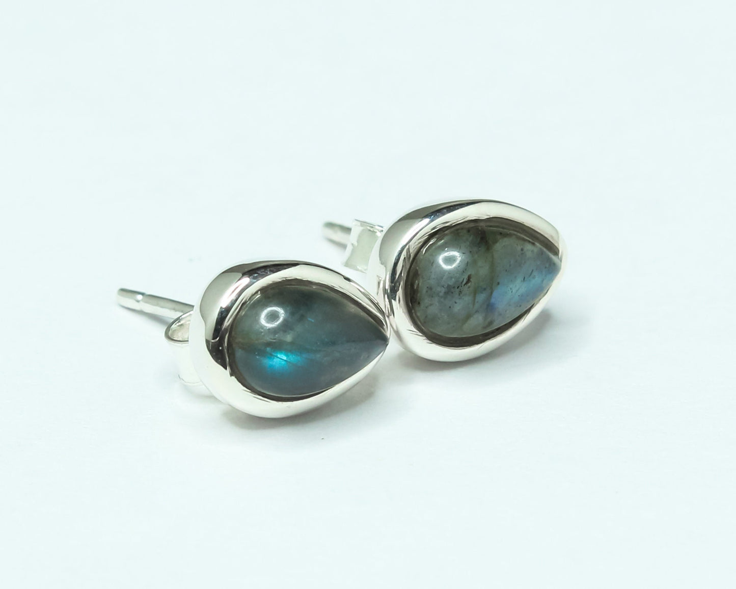 Pear/Teardrop LABRADORITE Gems 925 Sterling Silver Minimalist Studs