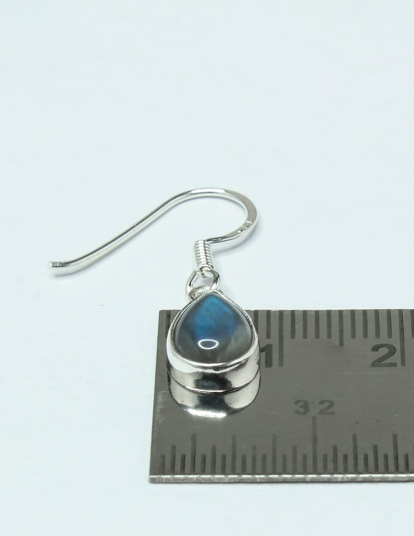 Pear/Teardrop Gray LABRADORITE Gems Silver Minimalistic Drop Earrings