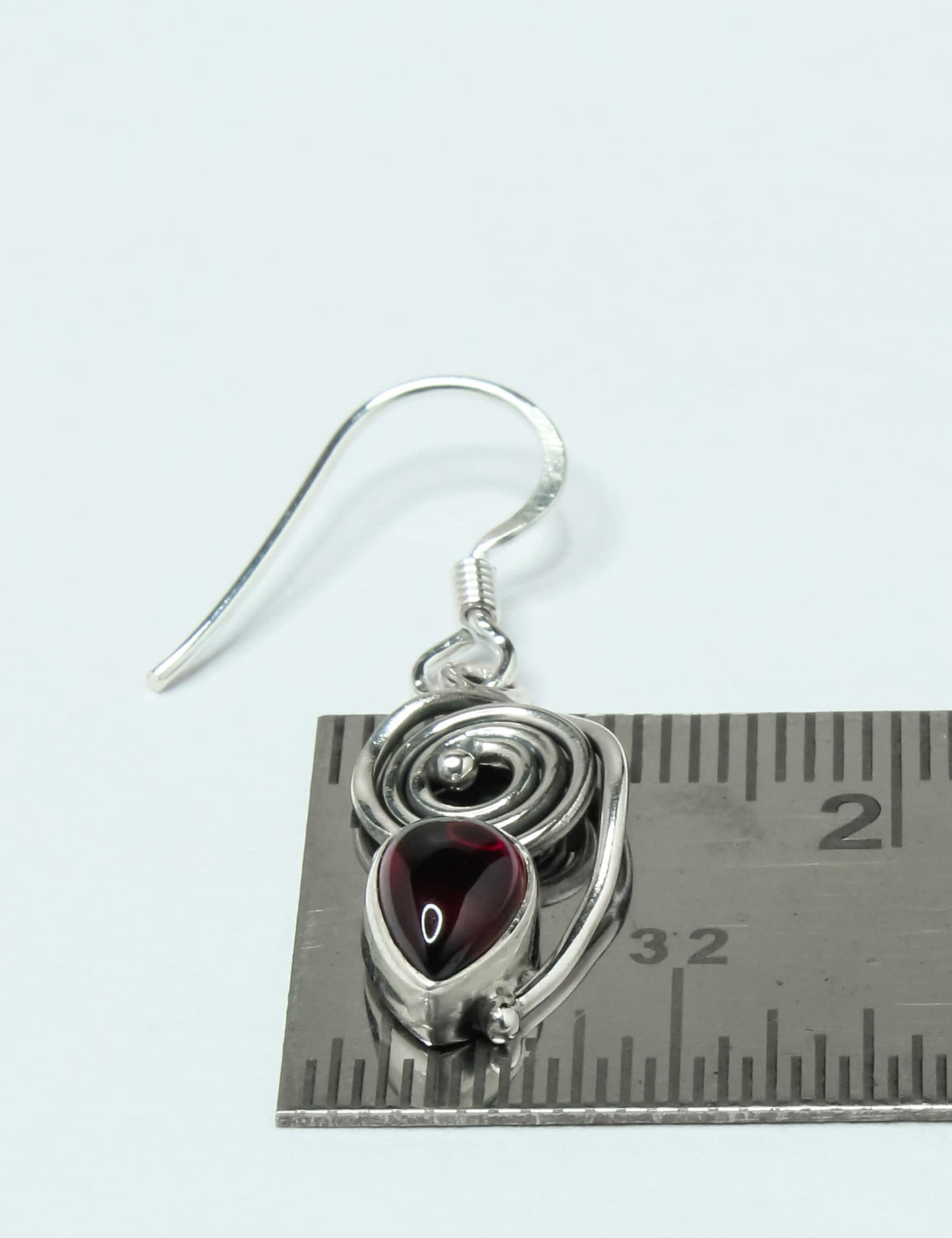 Pear/Teardrop Shaped Red GARNET Sterling Silver Bohemian Drop Earrings
