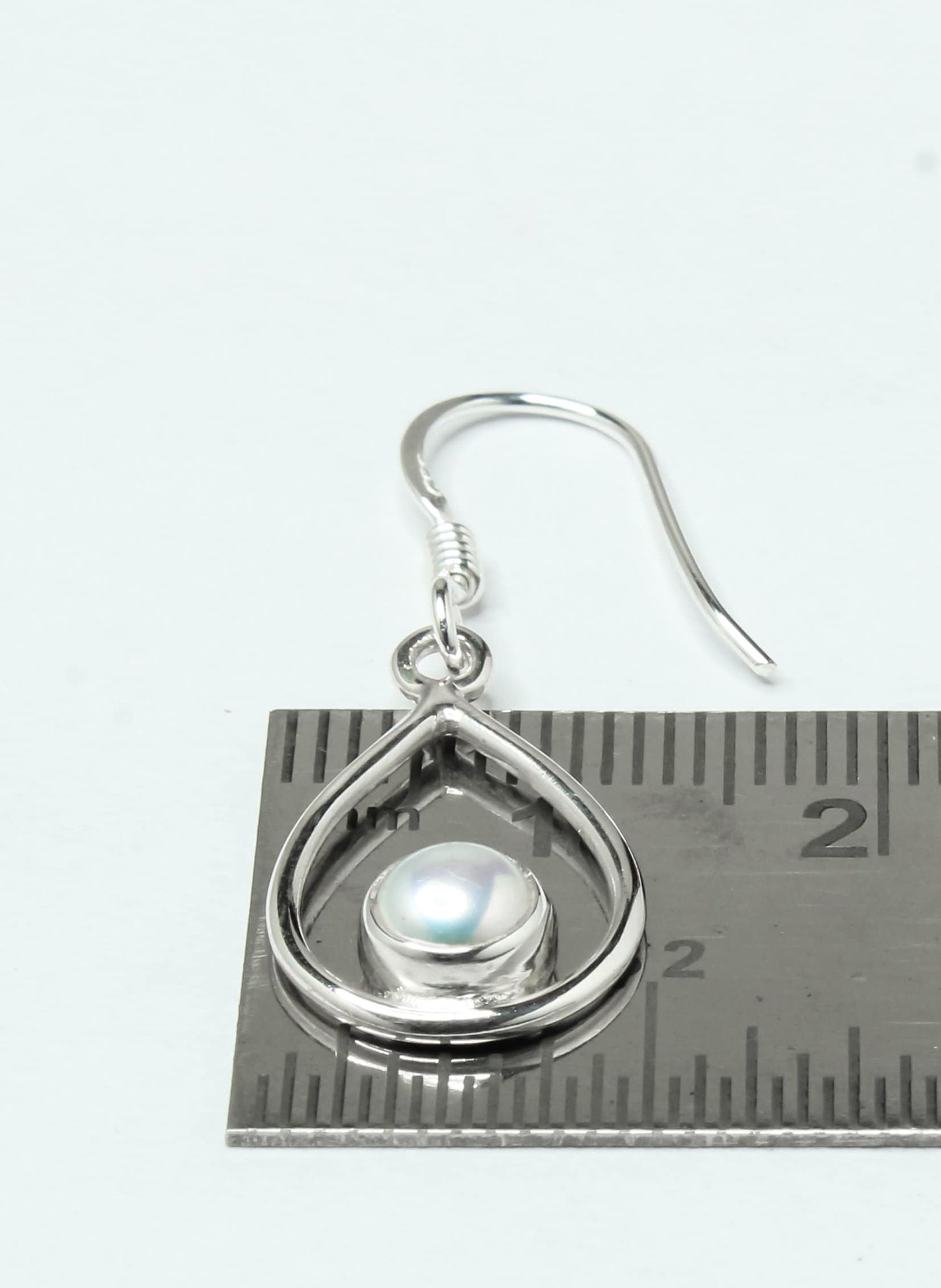 Pear/Teardrop PEARL Gems Solid 925 SILVER Minimalist White Drop Earrings