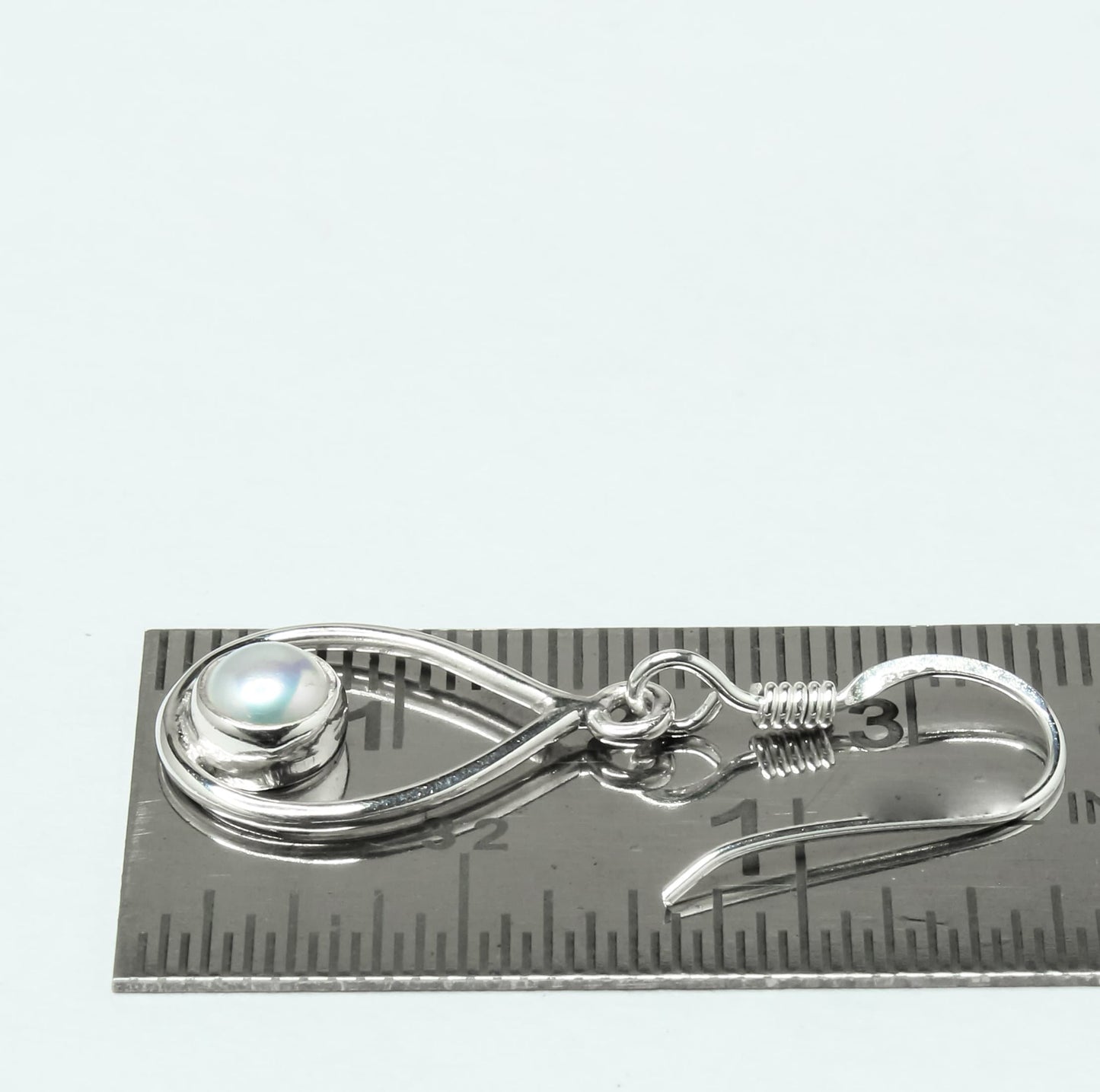 Pear/Teardrop PEARL Gems Solid 925 SILVER Minimalist White Drop Earrings