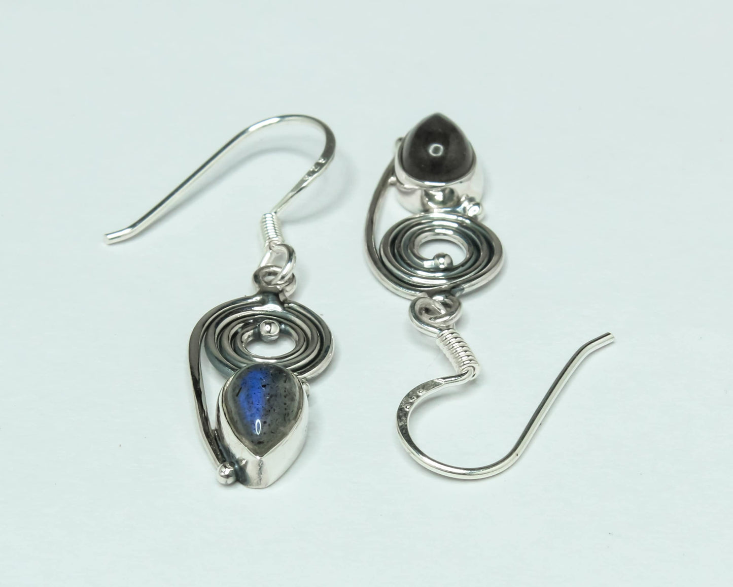 Pear/Teardrop LABRADORITE Gems Solid 925 Silver Bohemian Drop Earrings