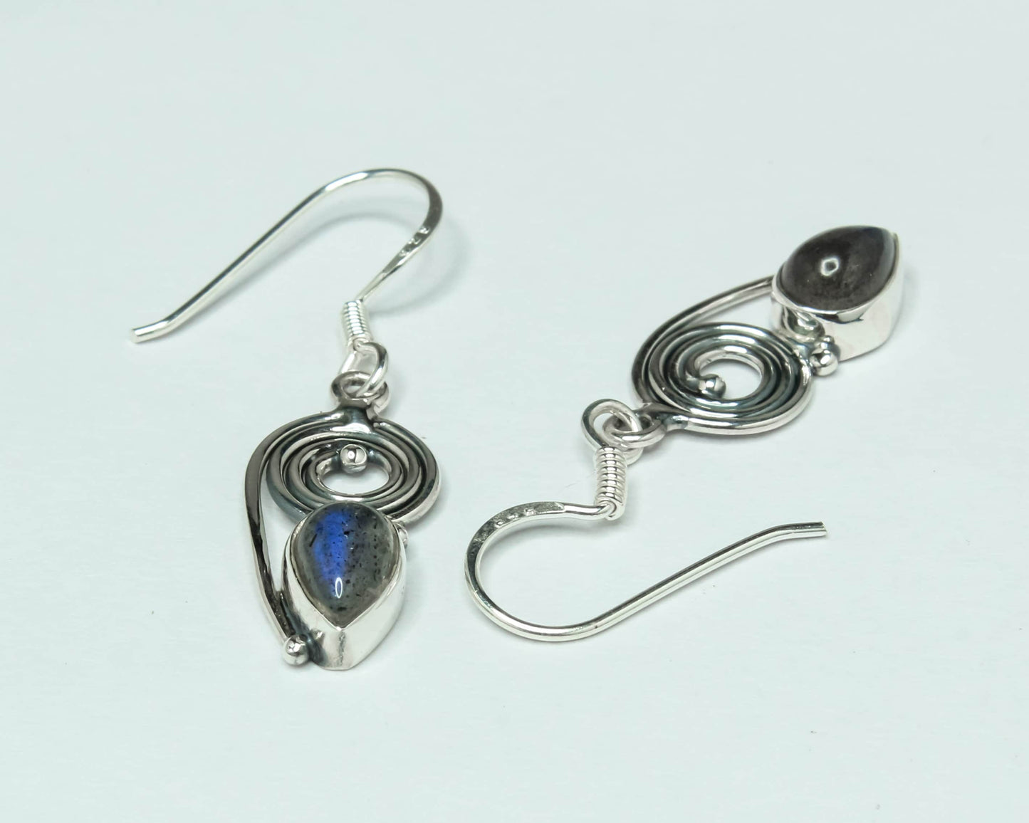 Pear/Teardrop LABRADORITE Gems Solid 925 Silver Bohemian Drop Earrings