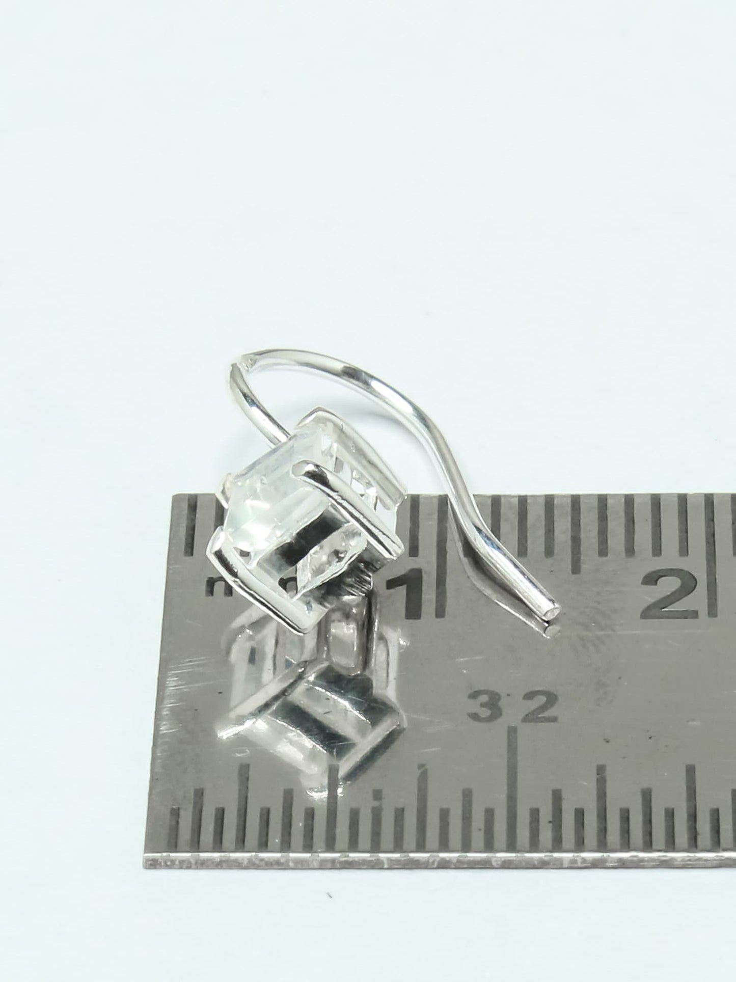 Square Genuine MOONSTONE 925 Silver Simple Prong Set Latch-Back Earrings