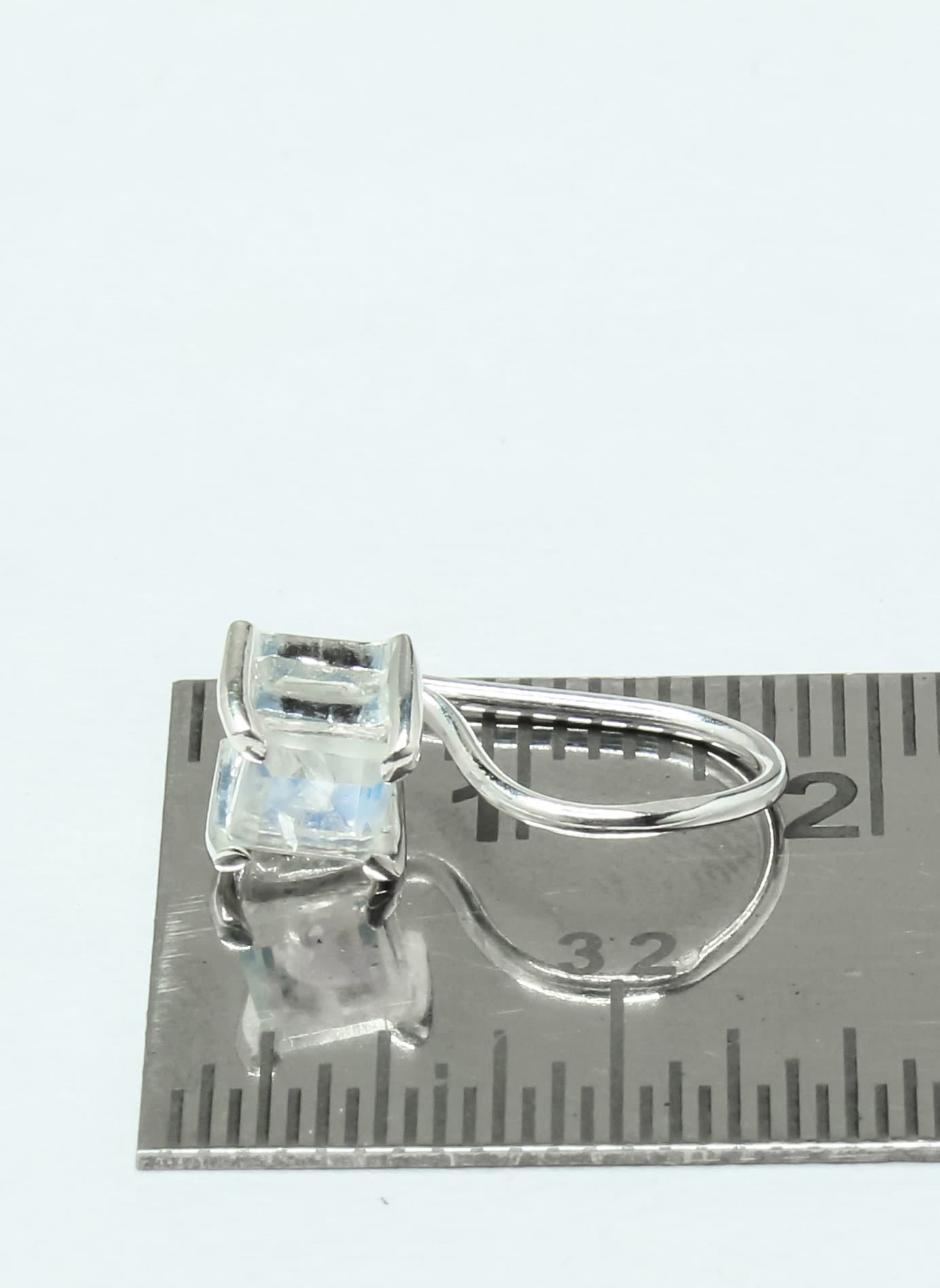 Square Genuine MOONSTONE 925 Silver Simple Prong Set Latch-Back Earrings